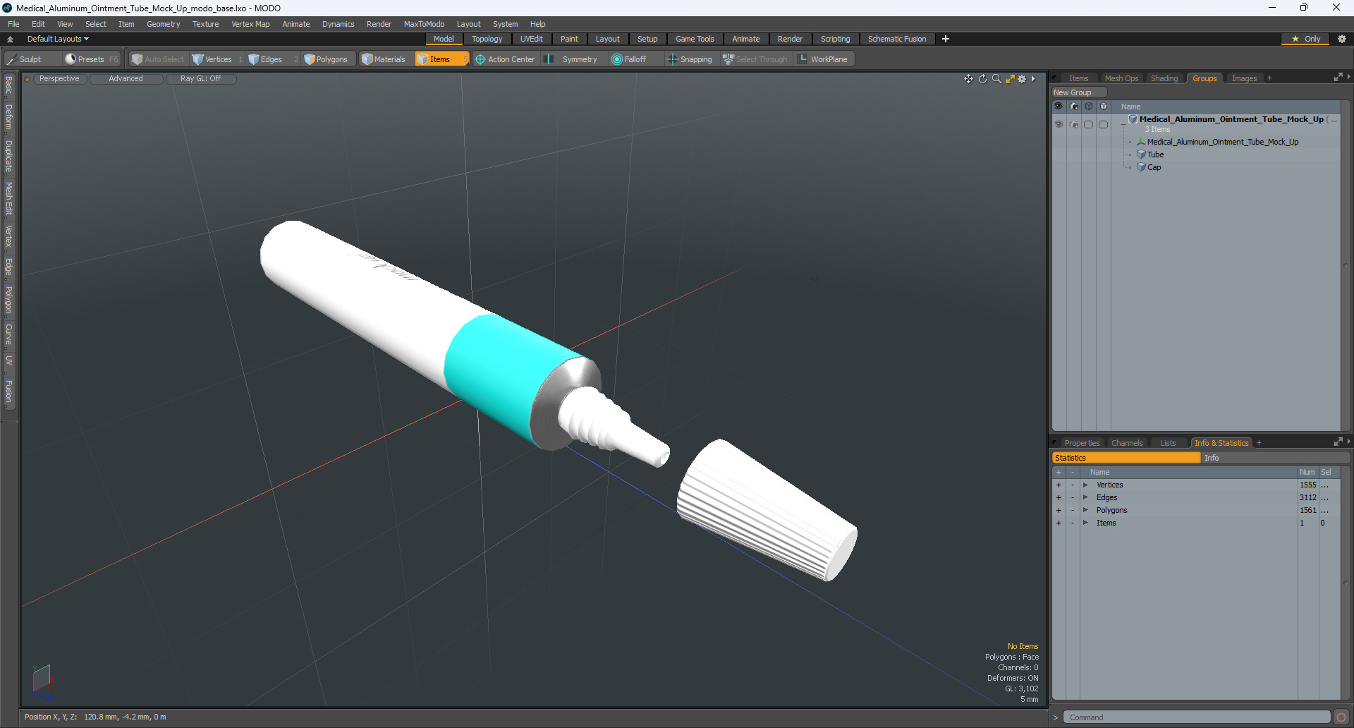 3D Medical Aluminum Ointment Tube Mock Up model