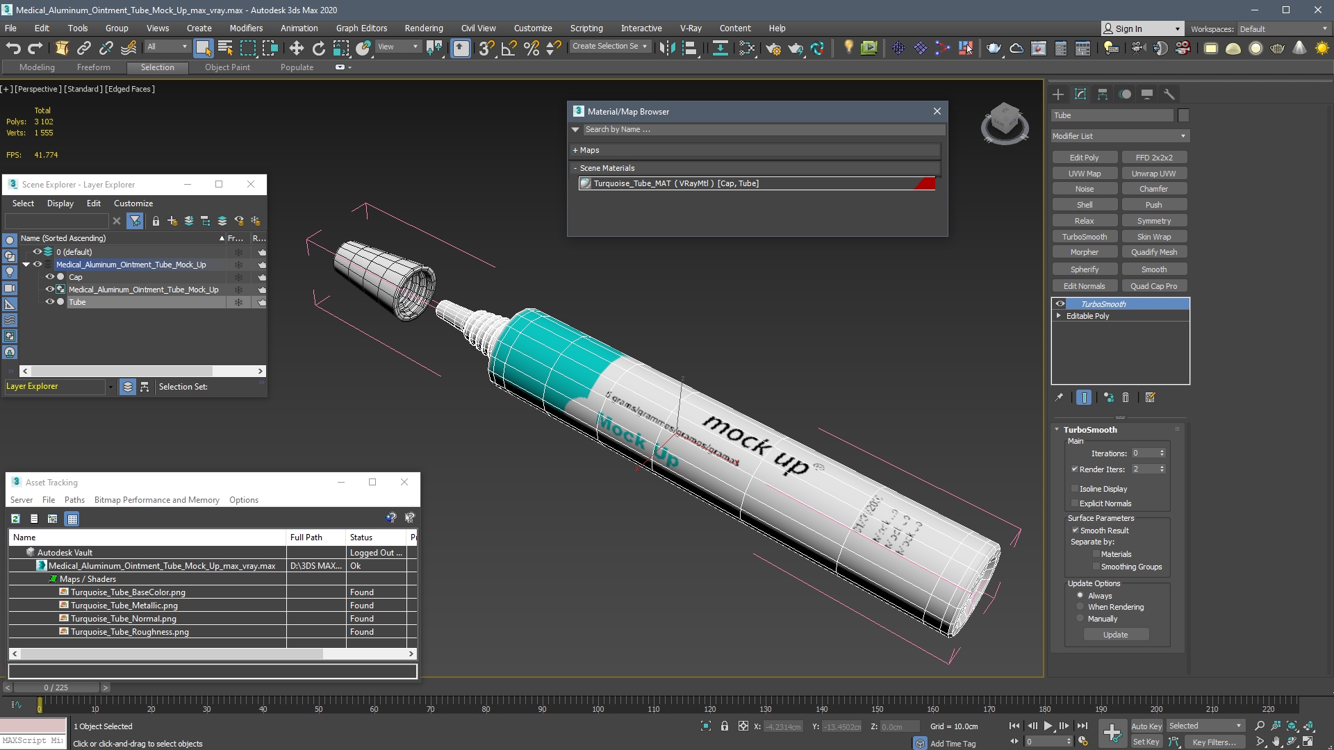 3D Medical Aluminum Ointment Tube Mock Up model
