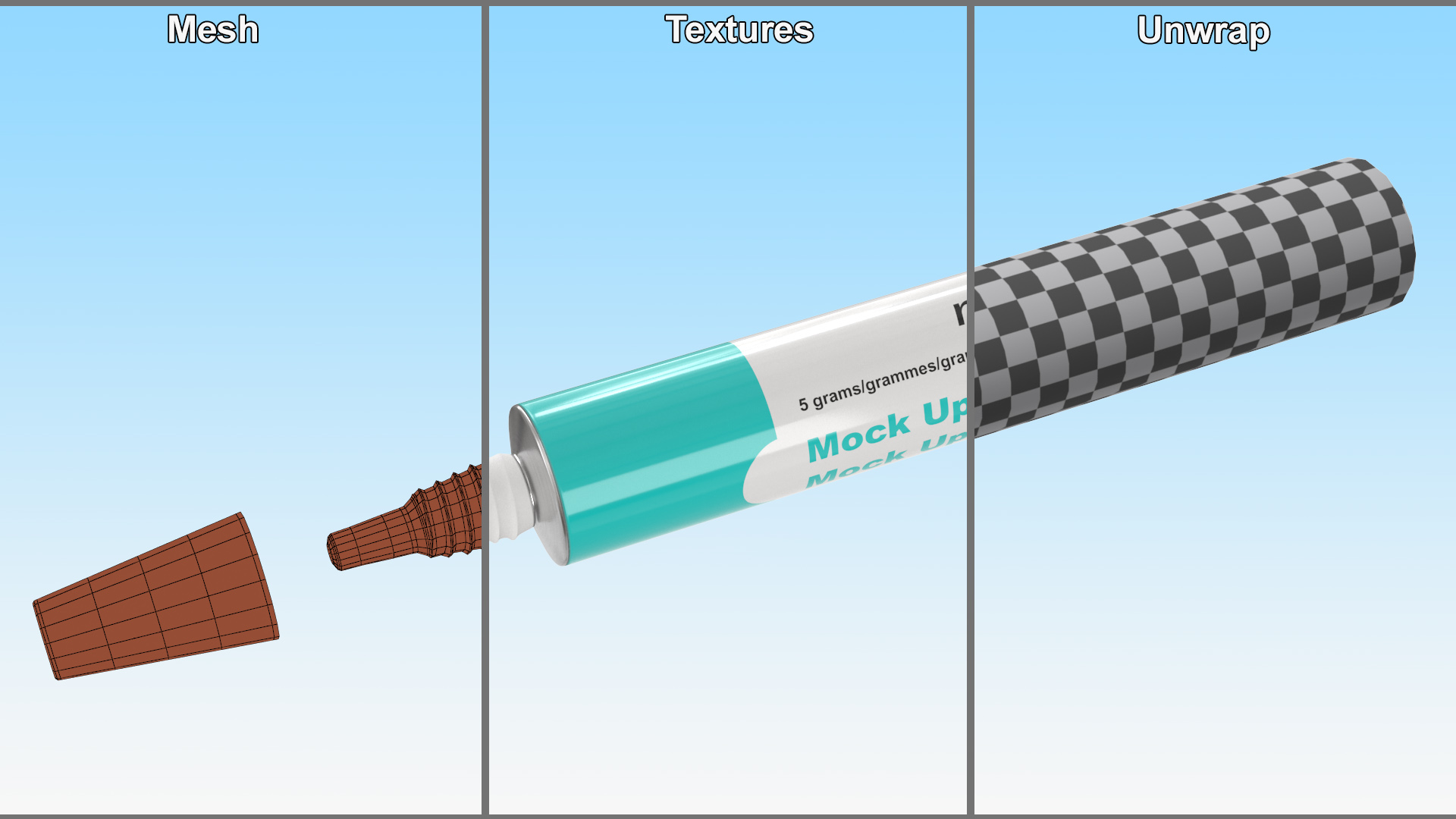 3D Medical Aluminum Ointment Tube Mock Up model