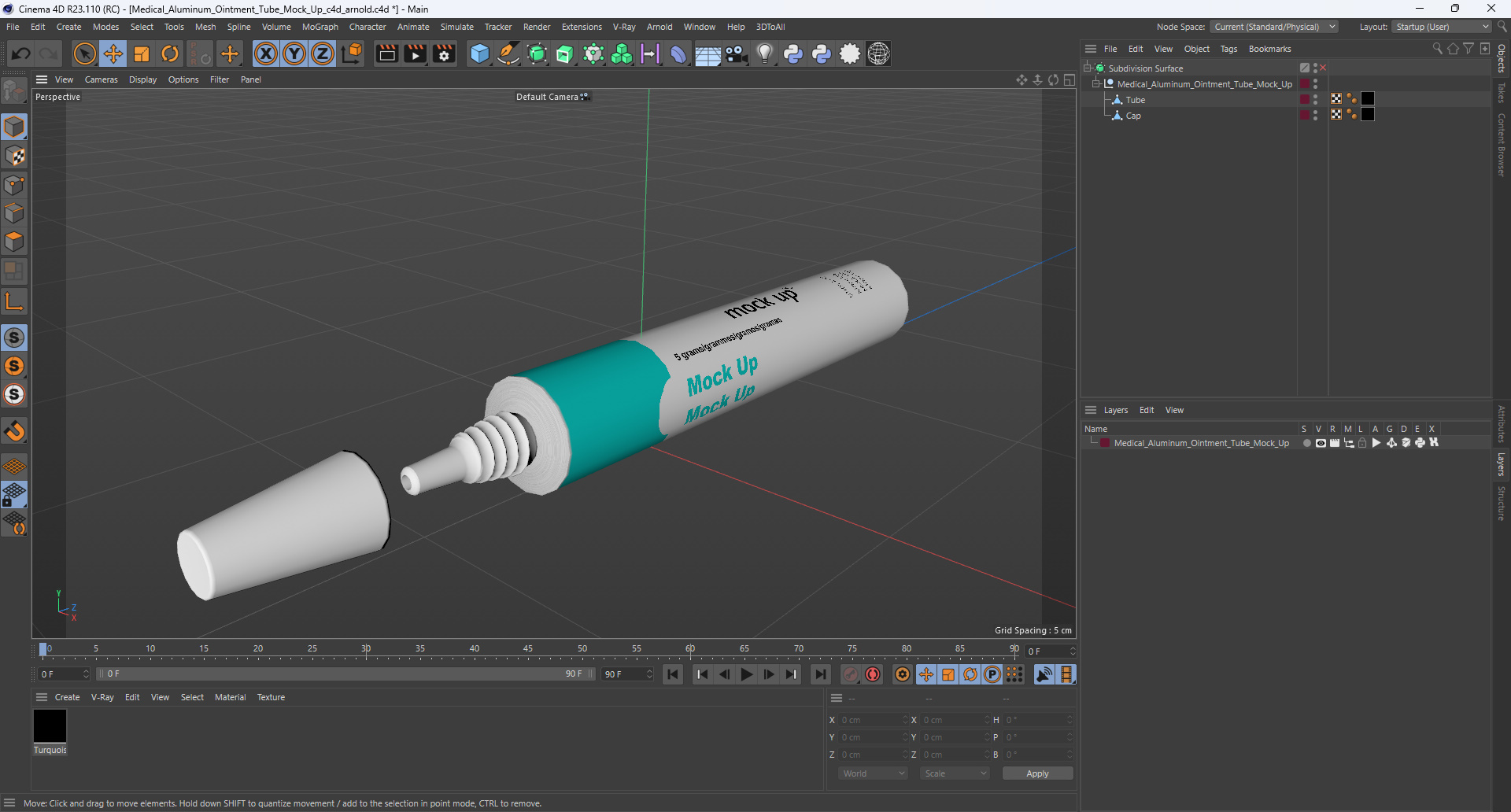 3D Medical Aluminum Ointment Tube Mock Up model
