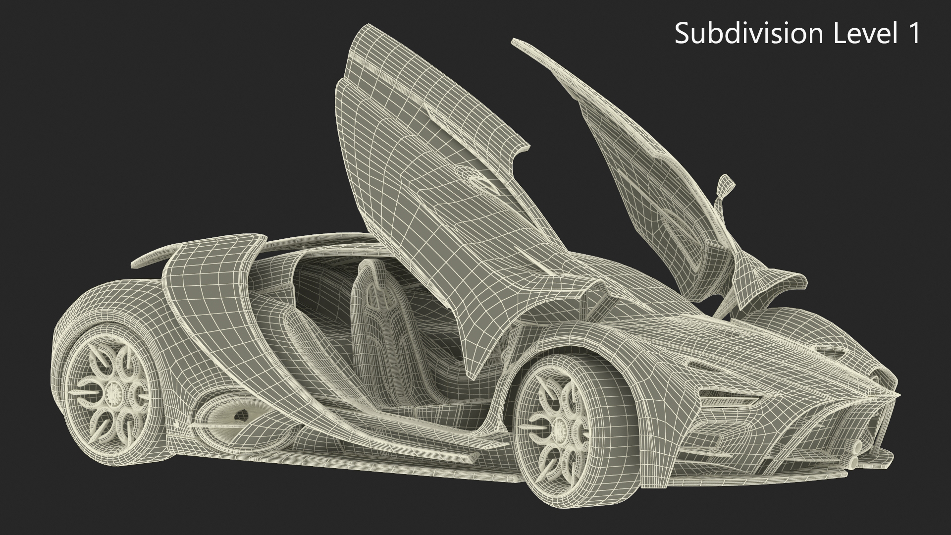 3D Hypercar Hyperion XP-1 Rigged for Maya model