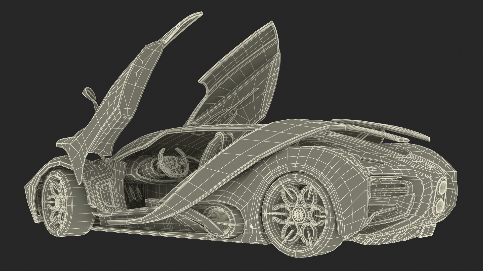3D Hypercar Hyperion XP-1 Rigged for Maya model