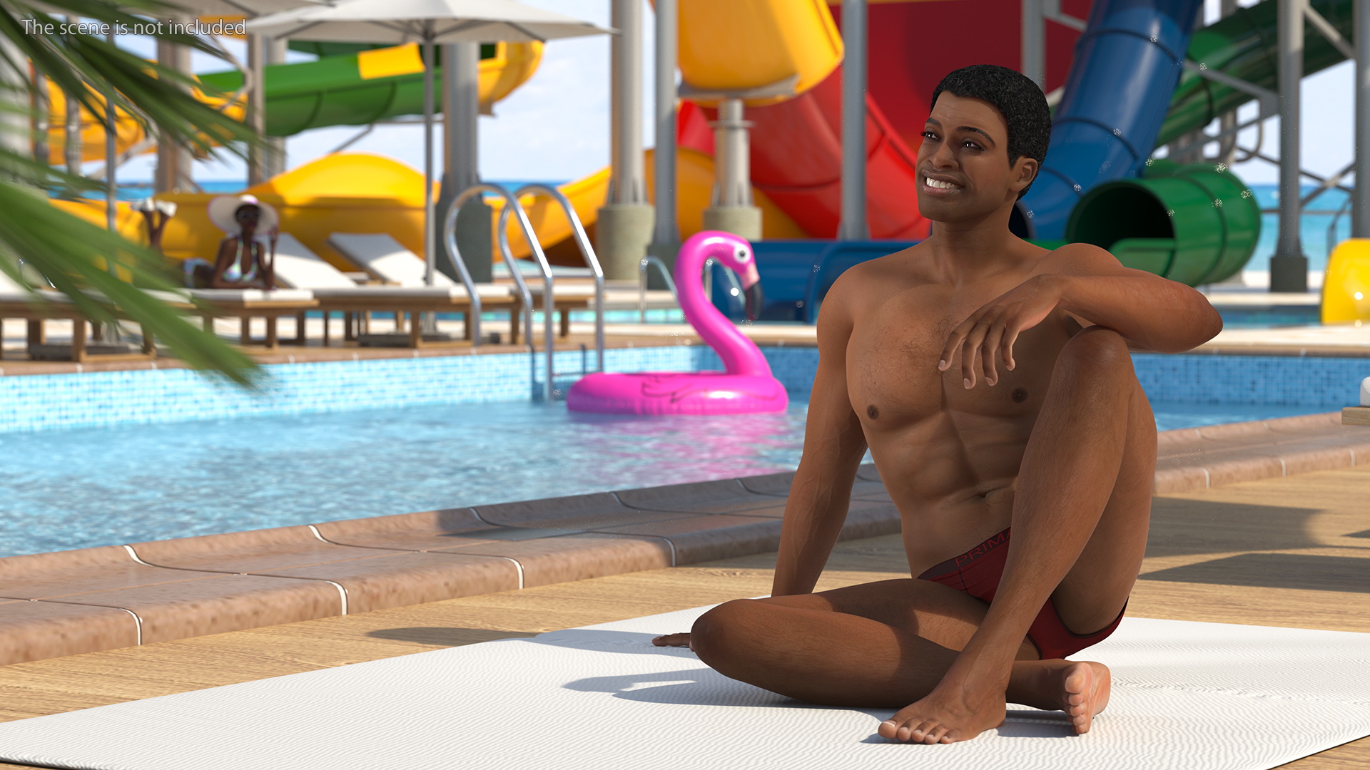 3D Light Skin Black Man Sitting Pose model