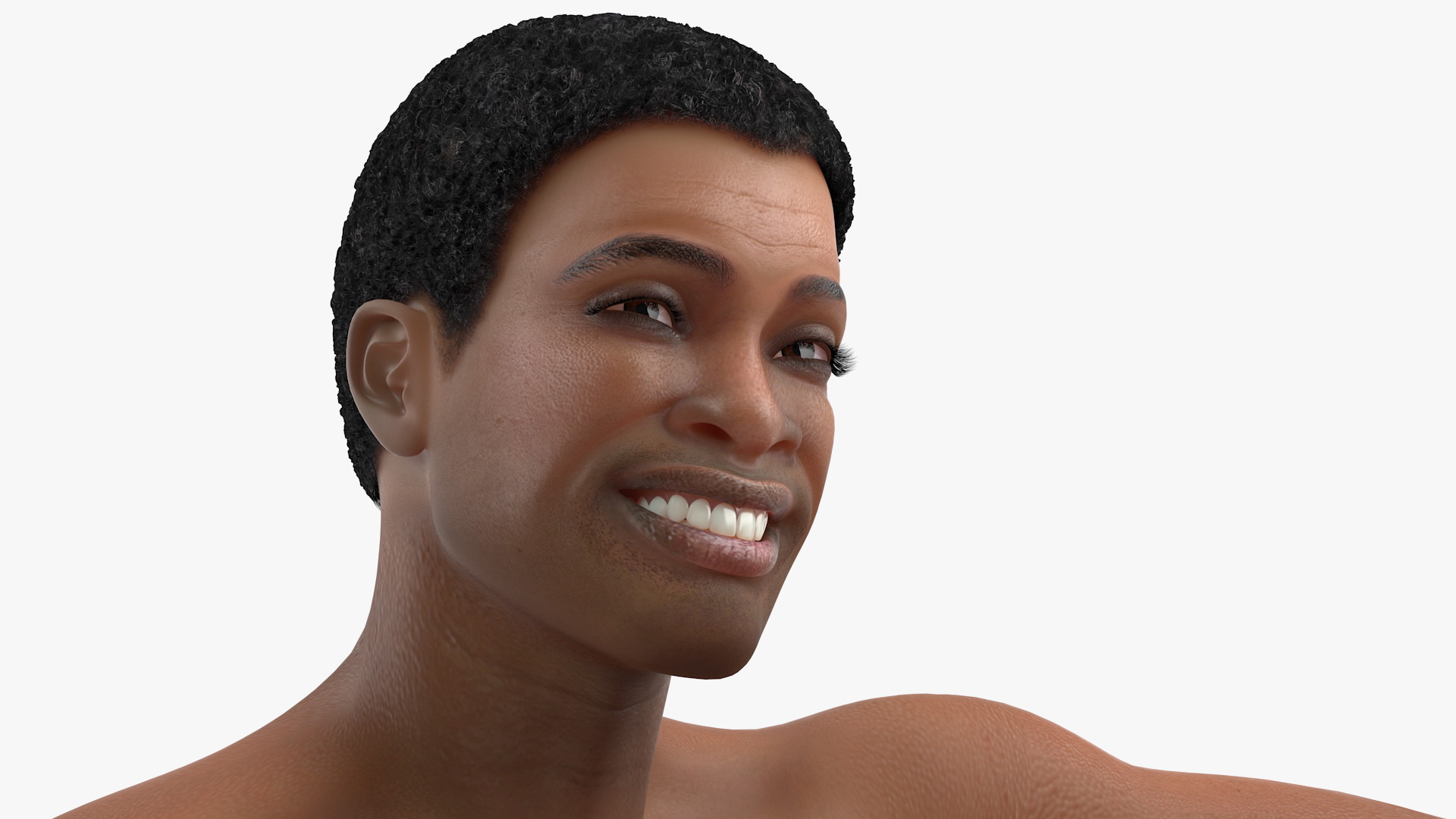 3D Light Skin Black Man Sitting Pose model