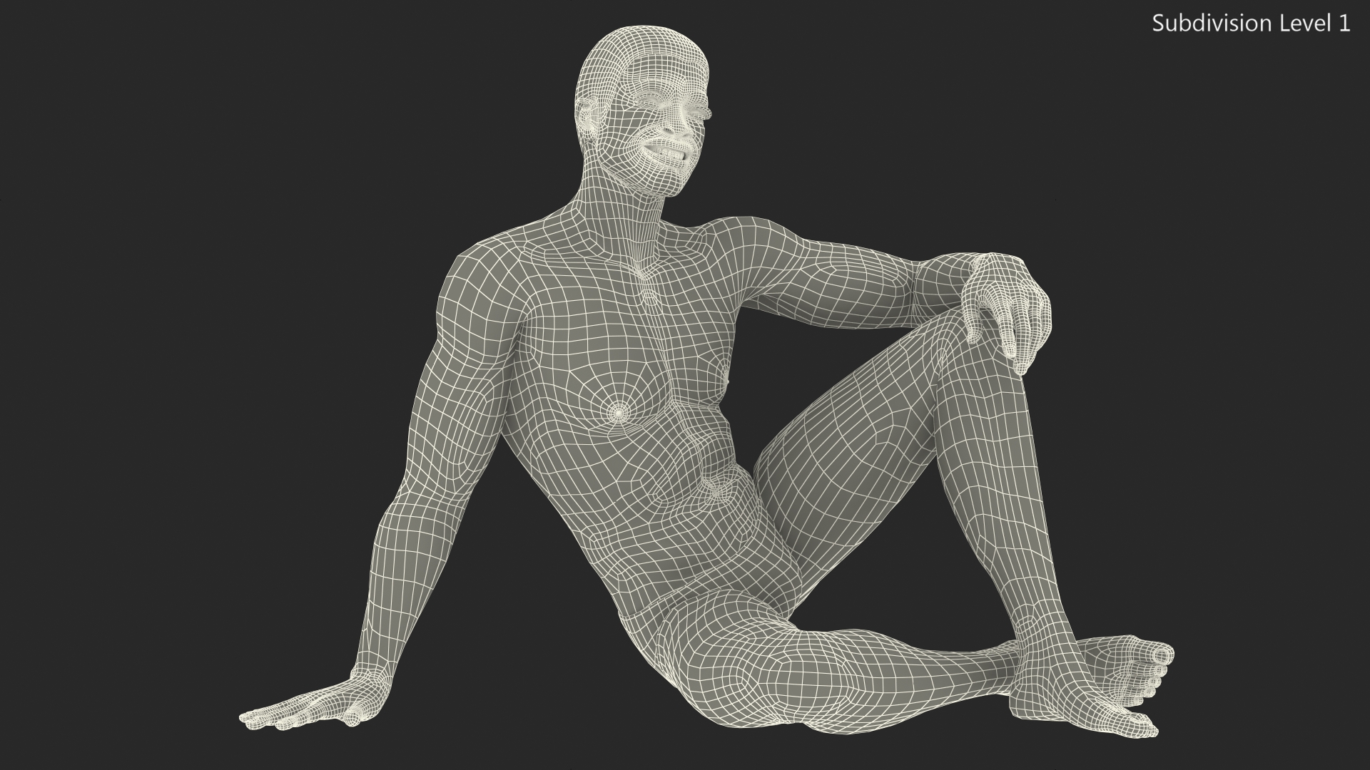 3D Light Skin Black Man Sitting Pose model