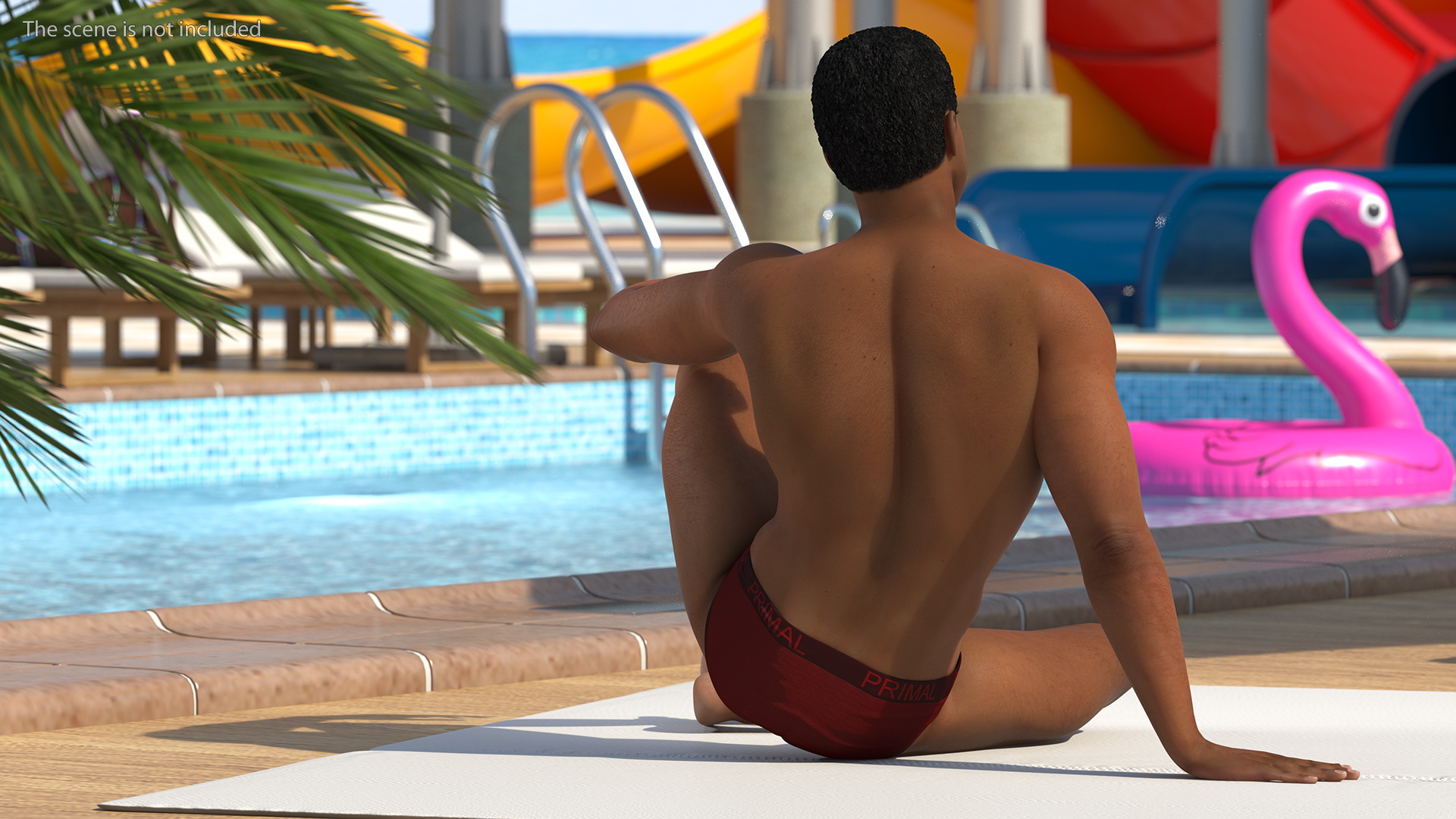 3D Light Skin Black Man Sitting Pose model