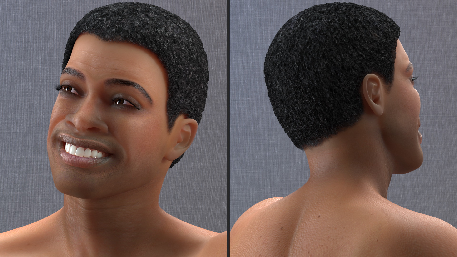 3D Light Skin Black Man Sitting Pose model