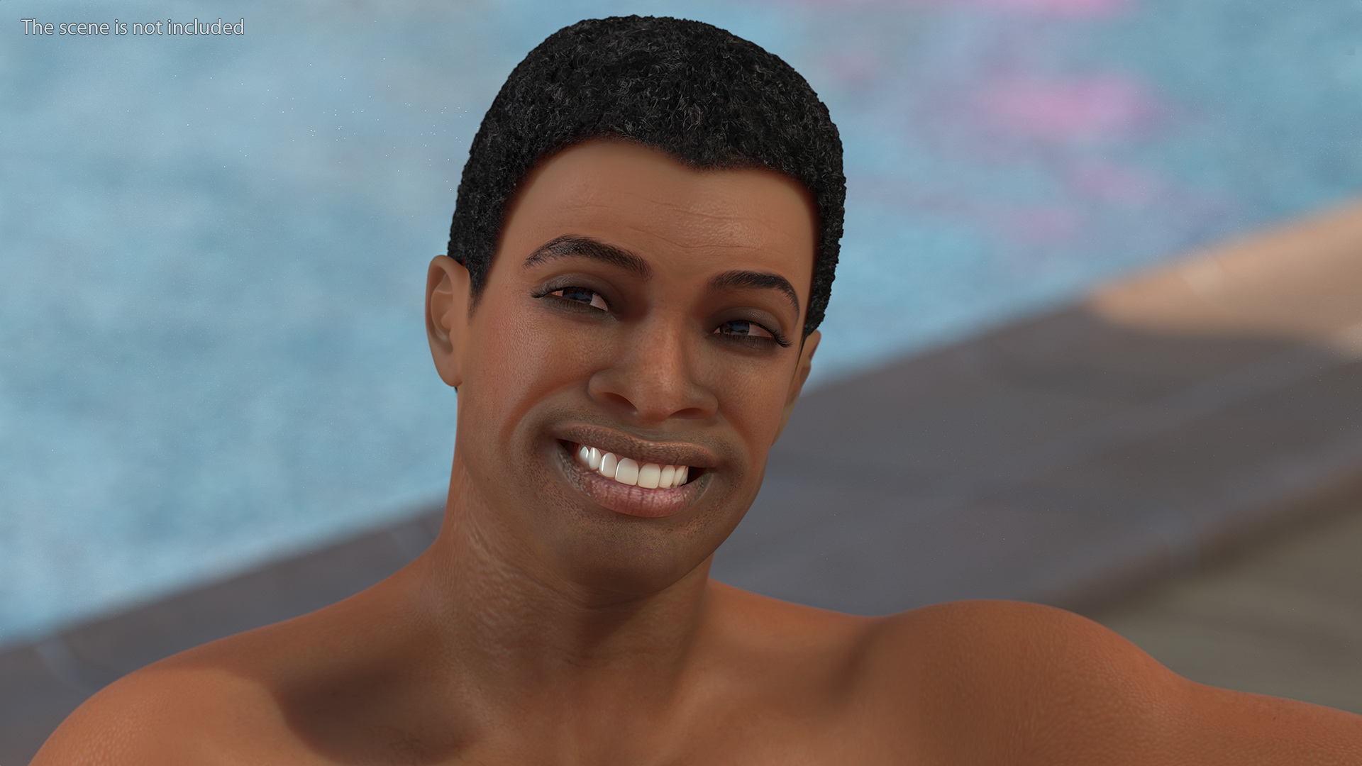 3D Light Skin Black Man Sitting Pose model