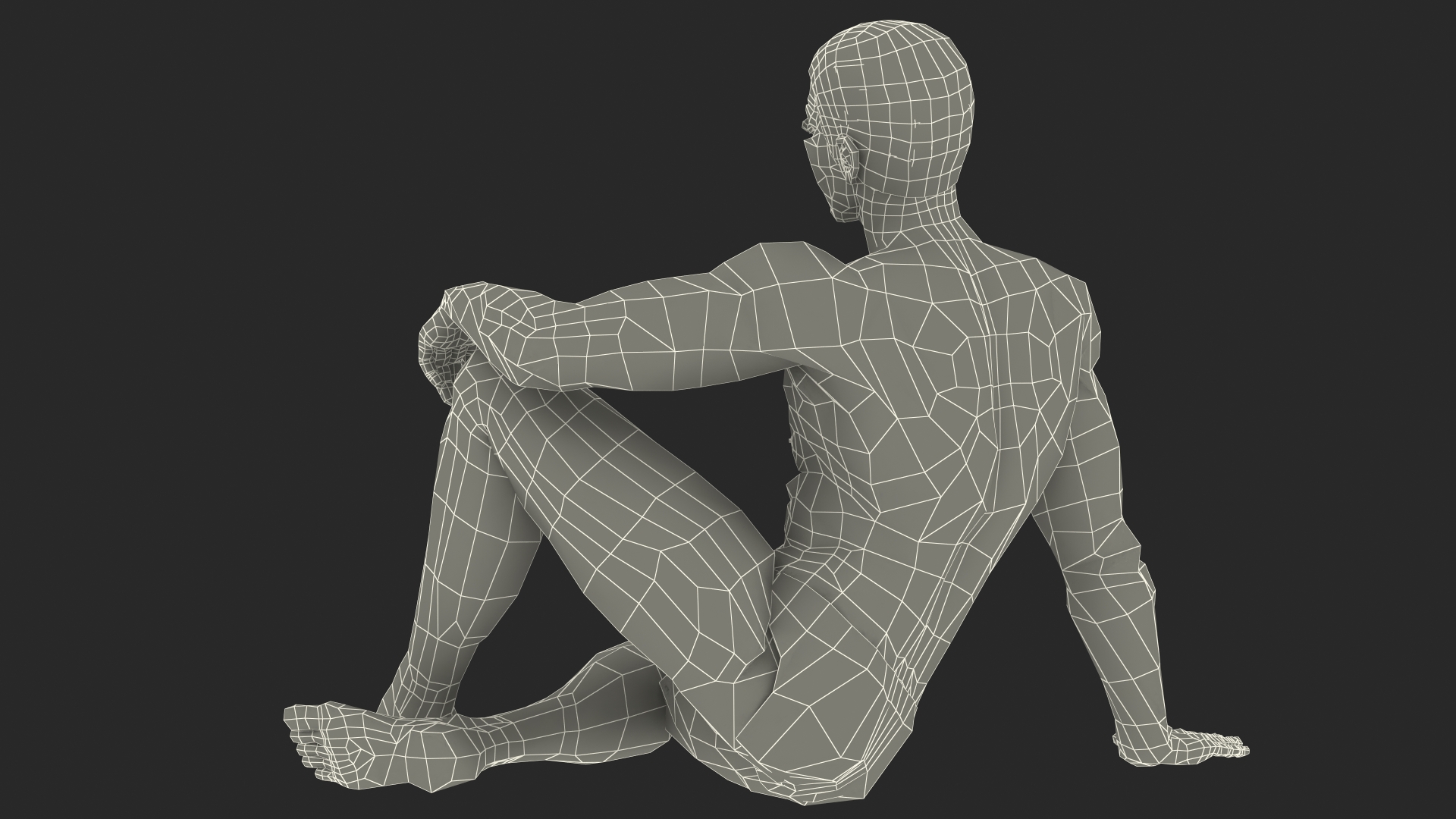 3D Light Skin Black Man Sitting Pose model