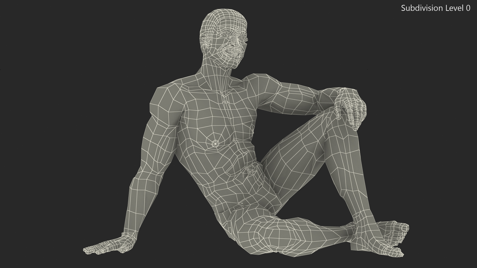 3D Light Skin Black Man Sitting Pose model
