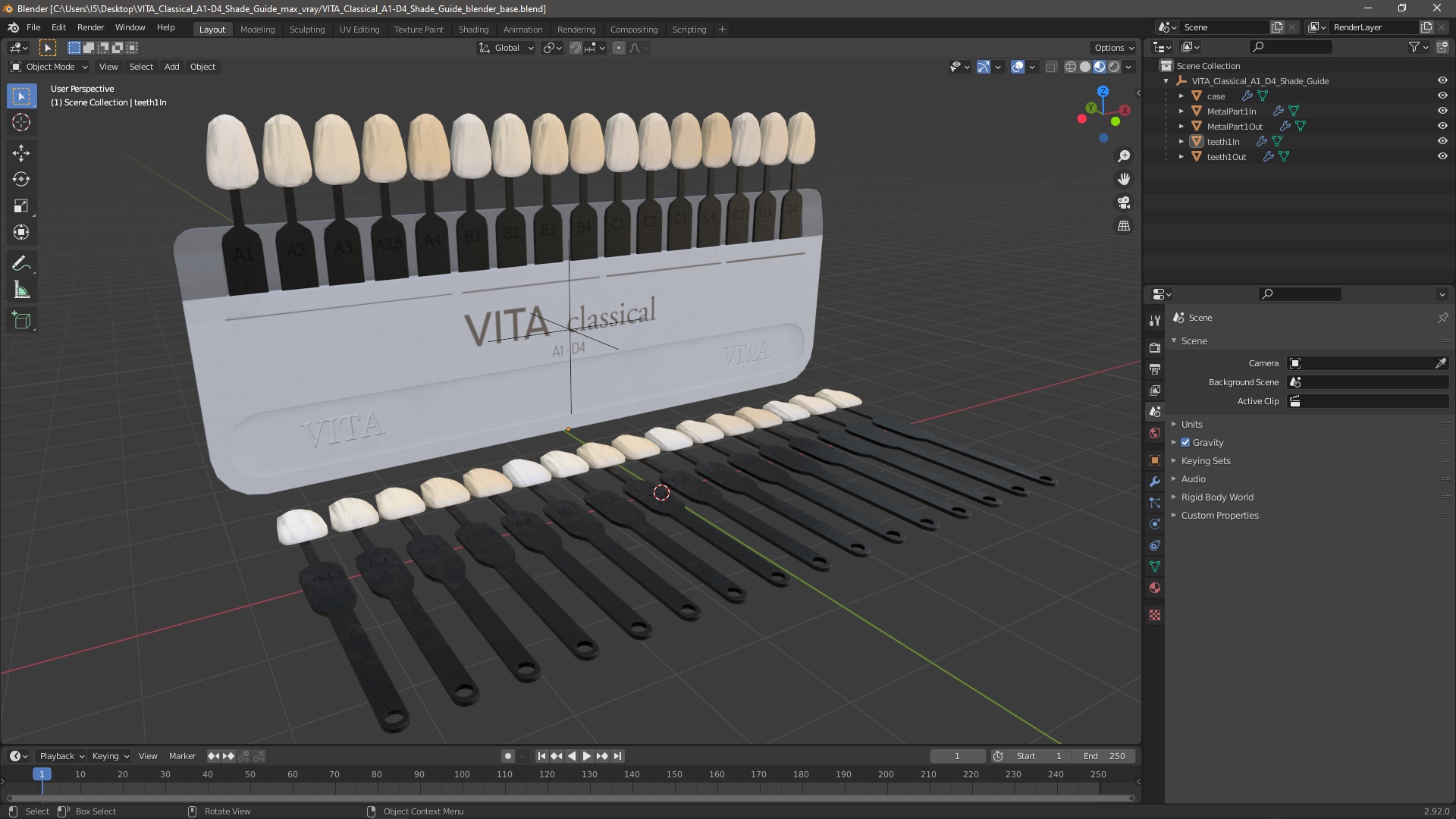 VITA Classical A1-D4 Shade Guide 3D