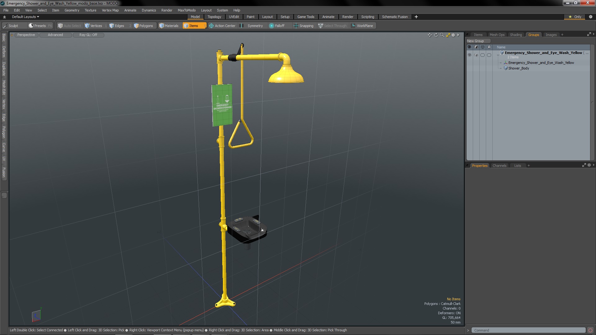 3D Emergency Shower and Eye Wash Yellow