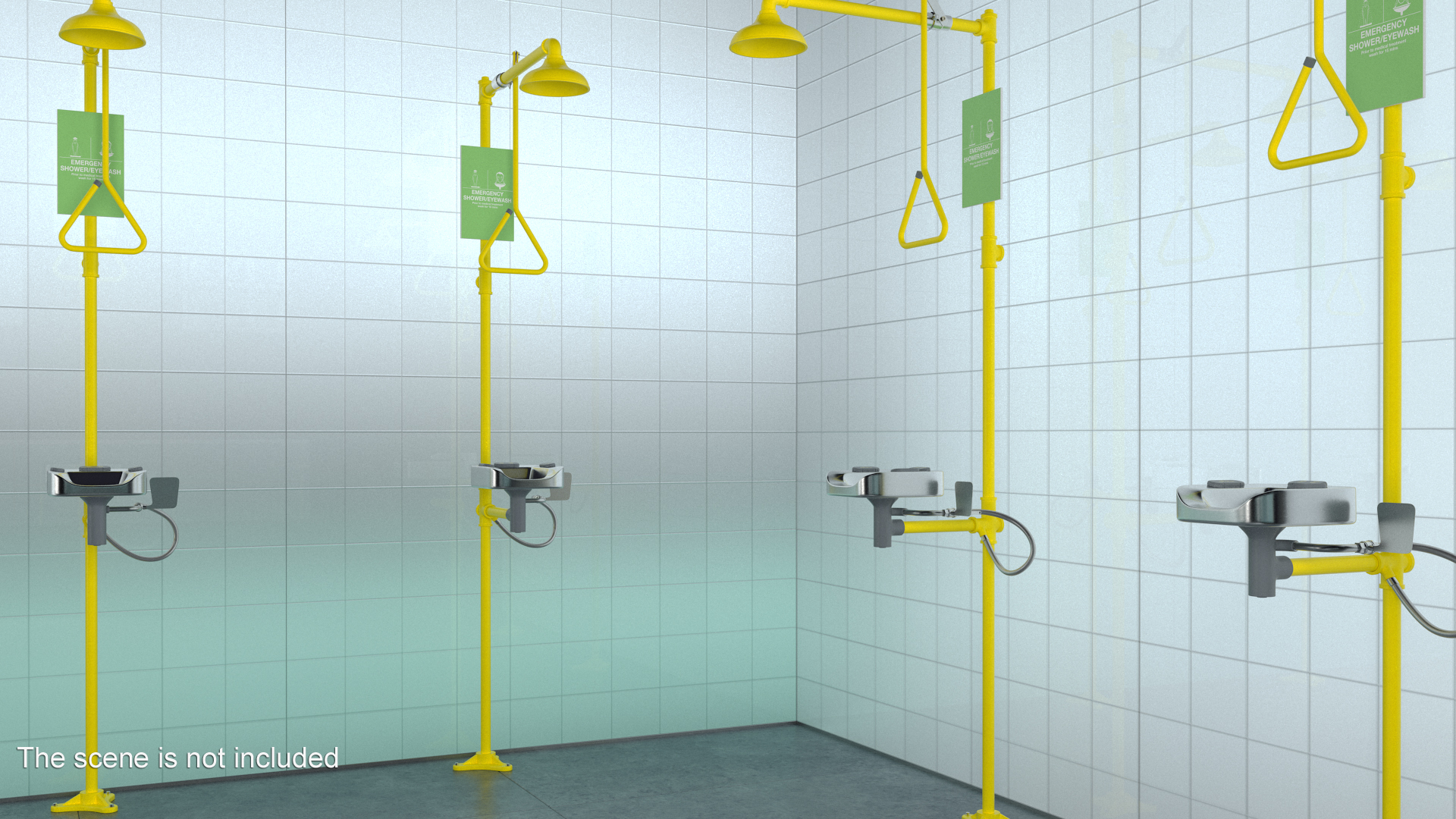 3D Emergency Shower and Eye Wash Yellow
