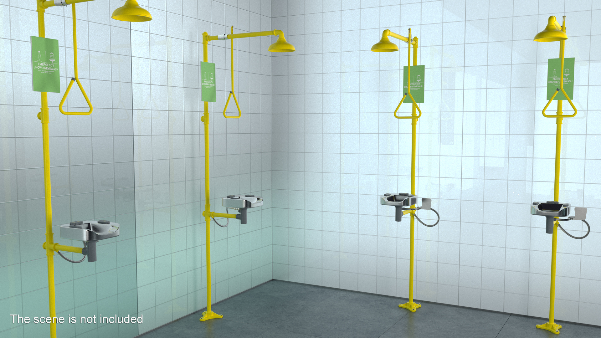 3D Emergency Shower and Eye Wash Yellow