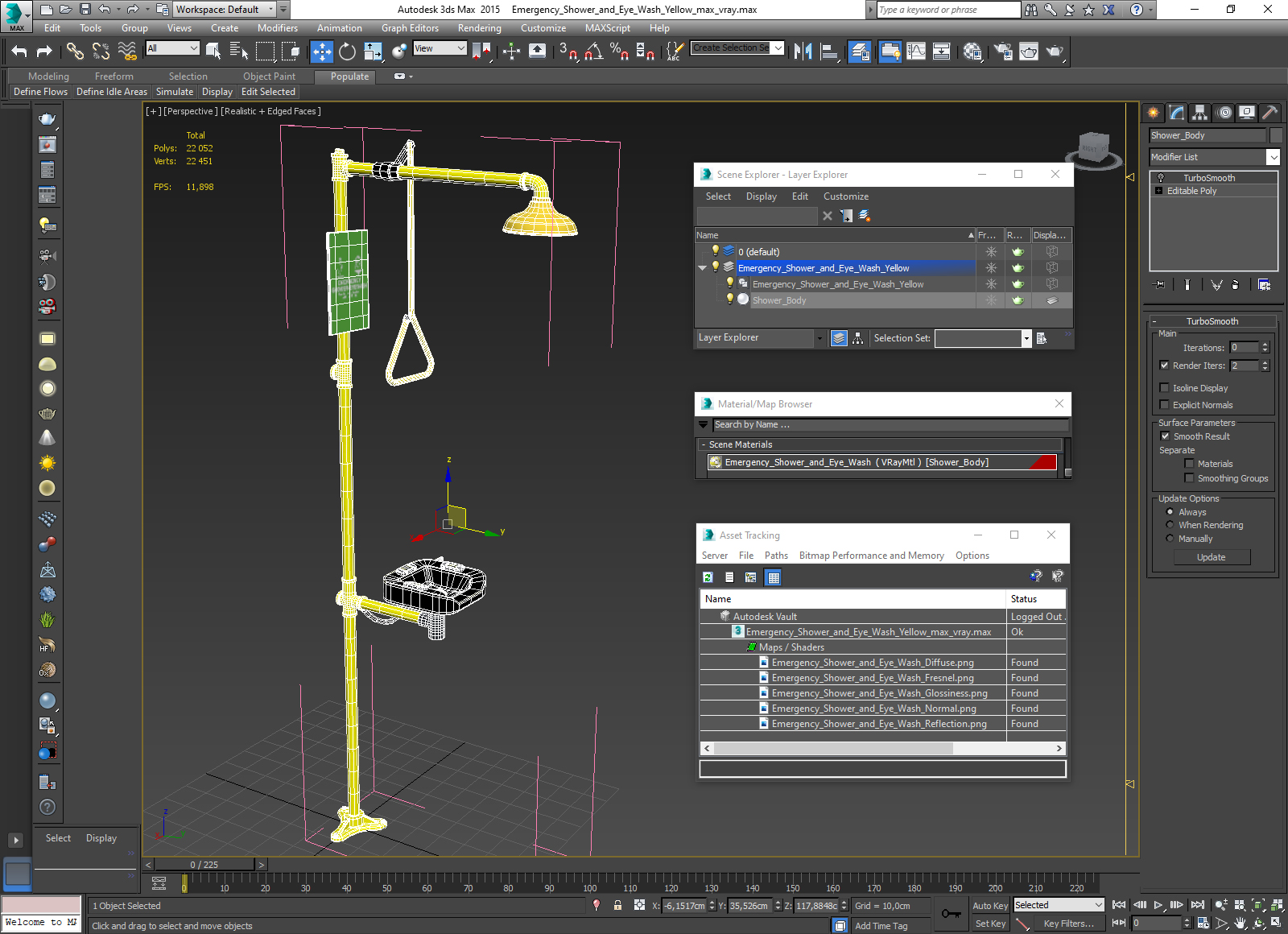 3D Emergency Shower and Eye Wash Yellow