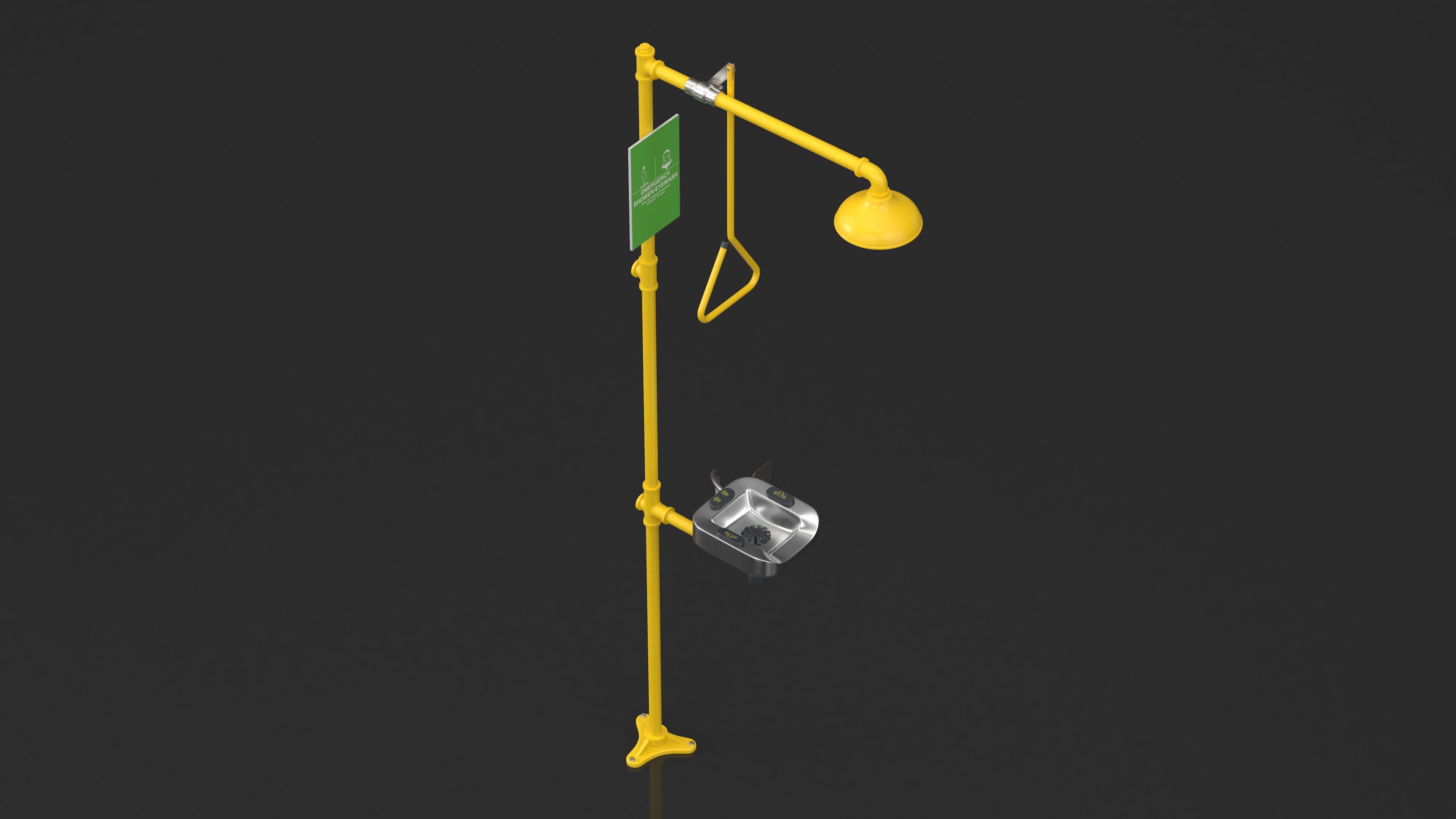 3D Emergency Shower and Eye Wash Yellow