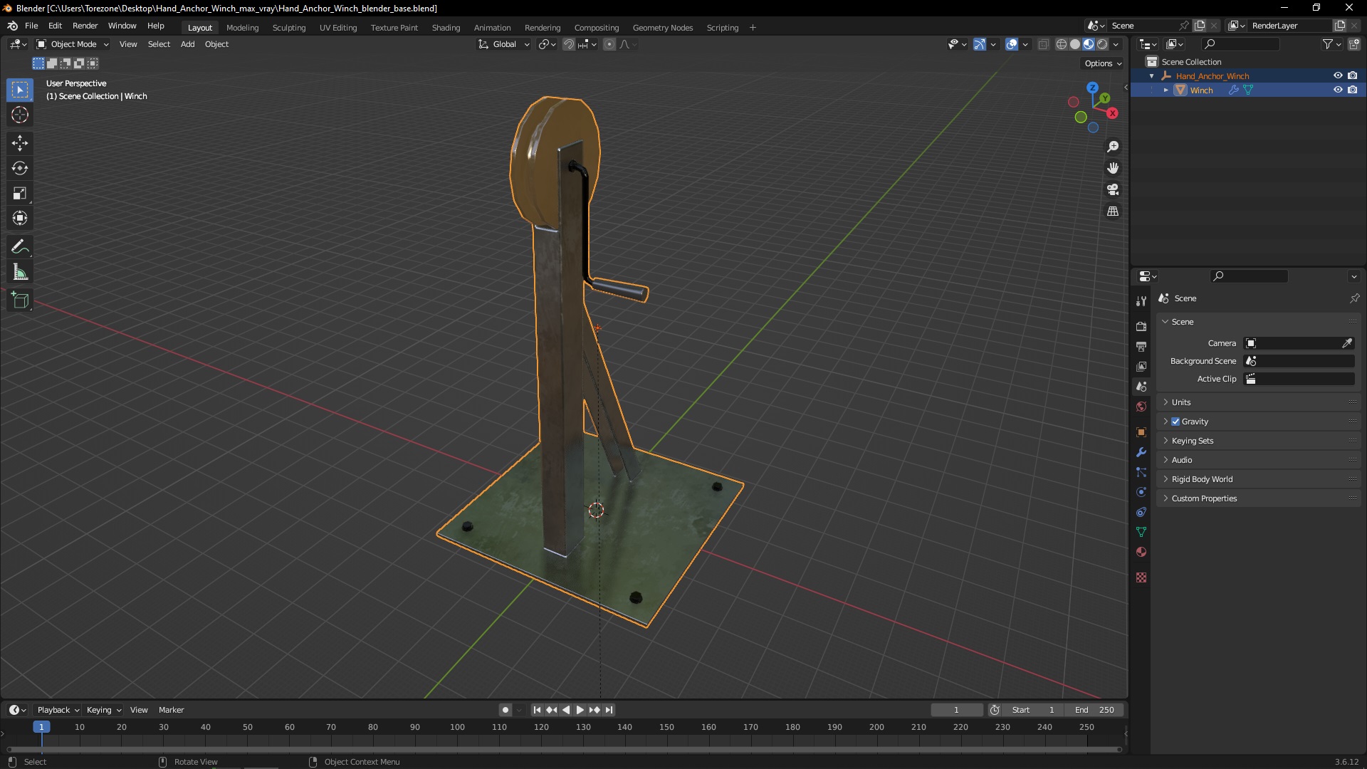 Hand Anchor Winch 3D