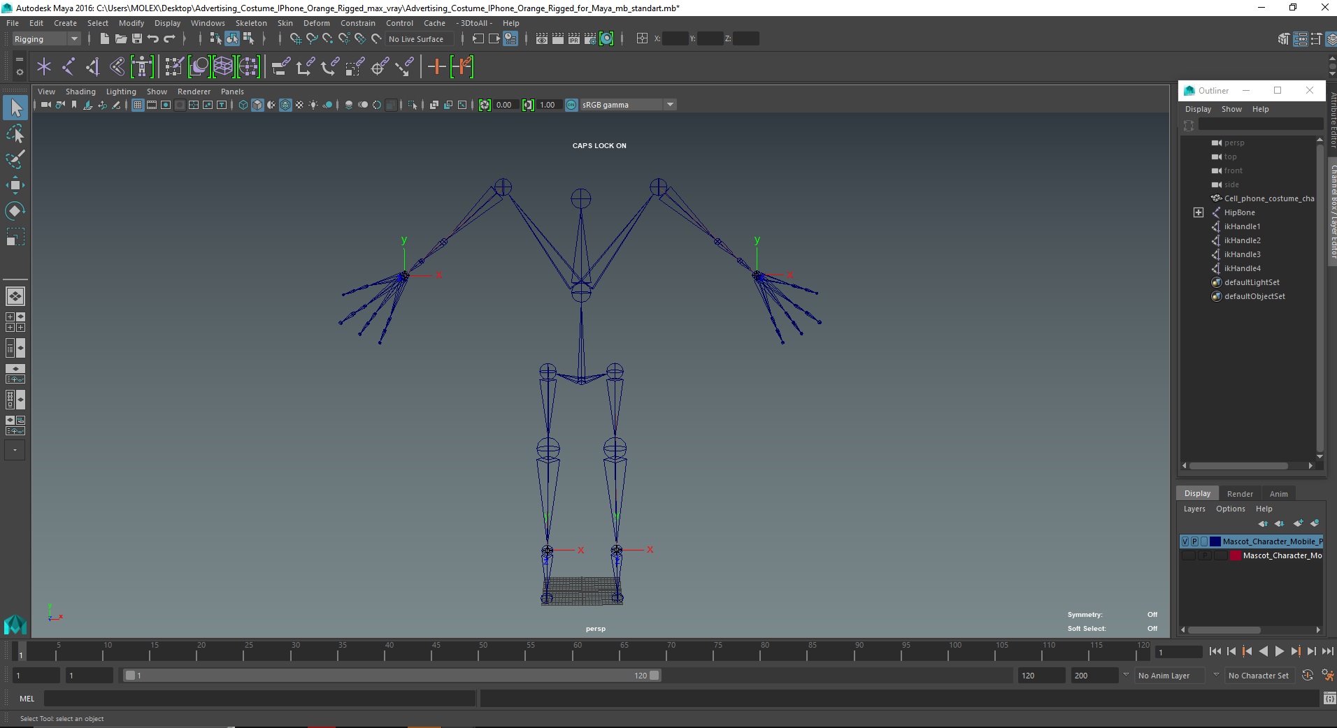 Advertising Costume IPhone Orange Rigged for Maya 3D model