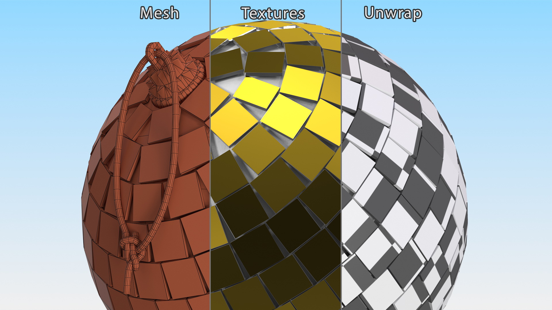 3D Discoball for Christmas Tree Gold model