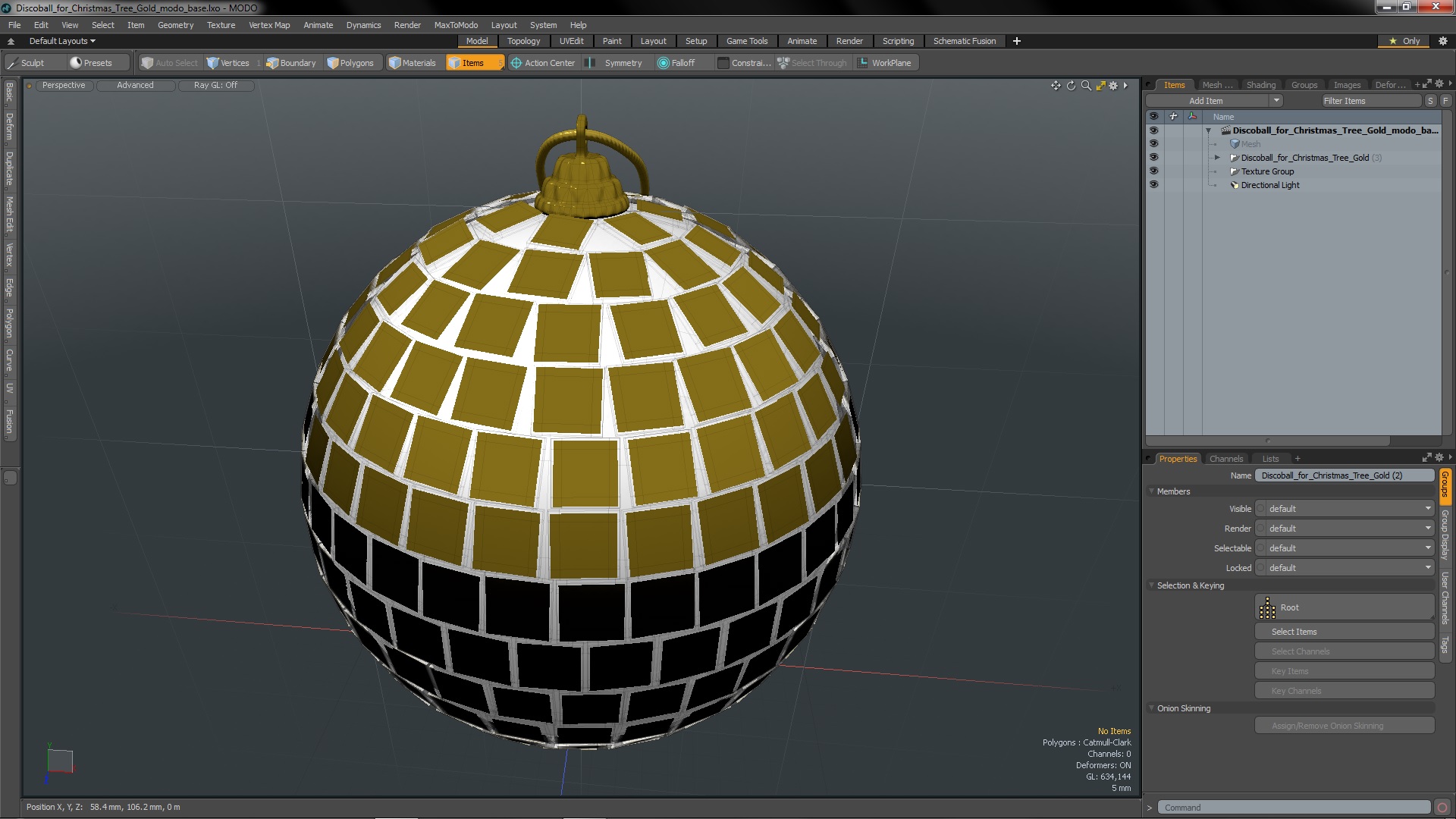 3D Discoball for Christmas Tree Gold model