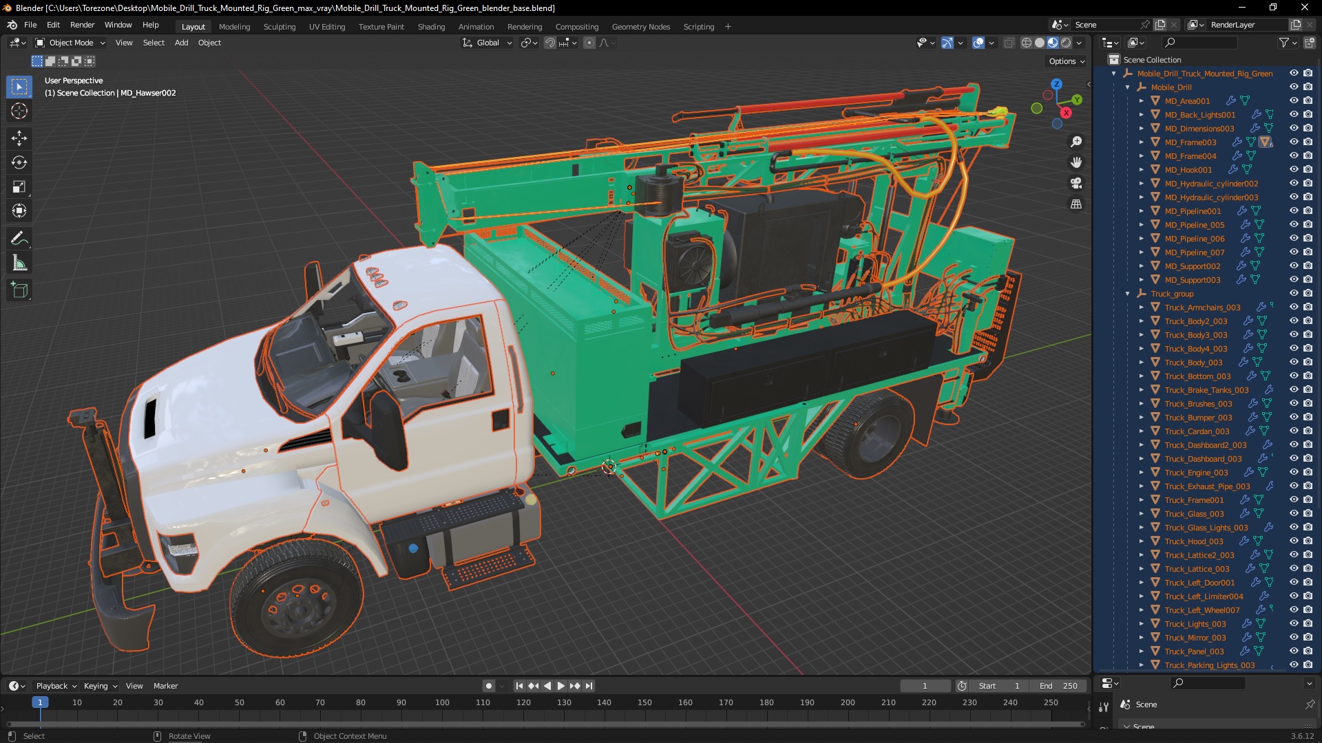 3D Mobile Drill Truck Mounted Rig Green