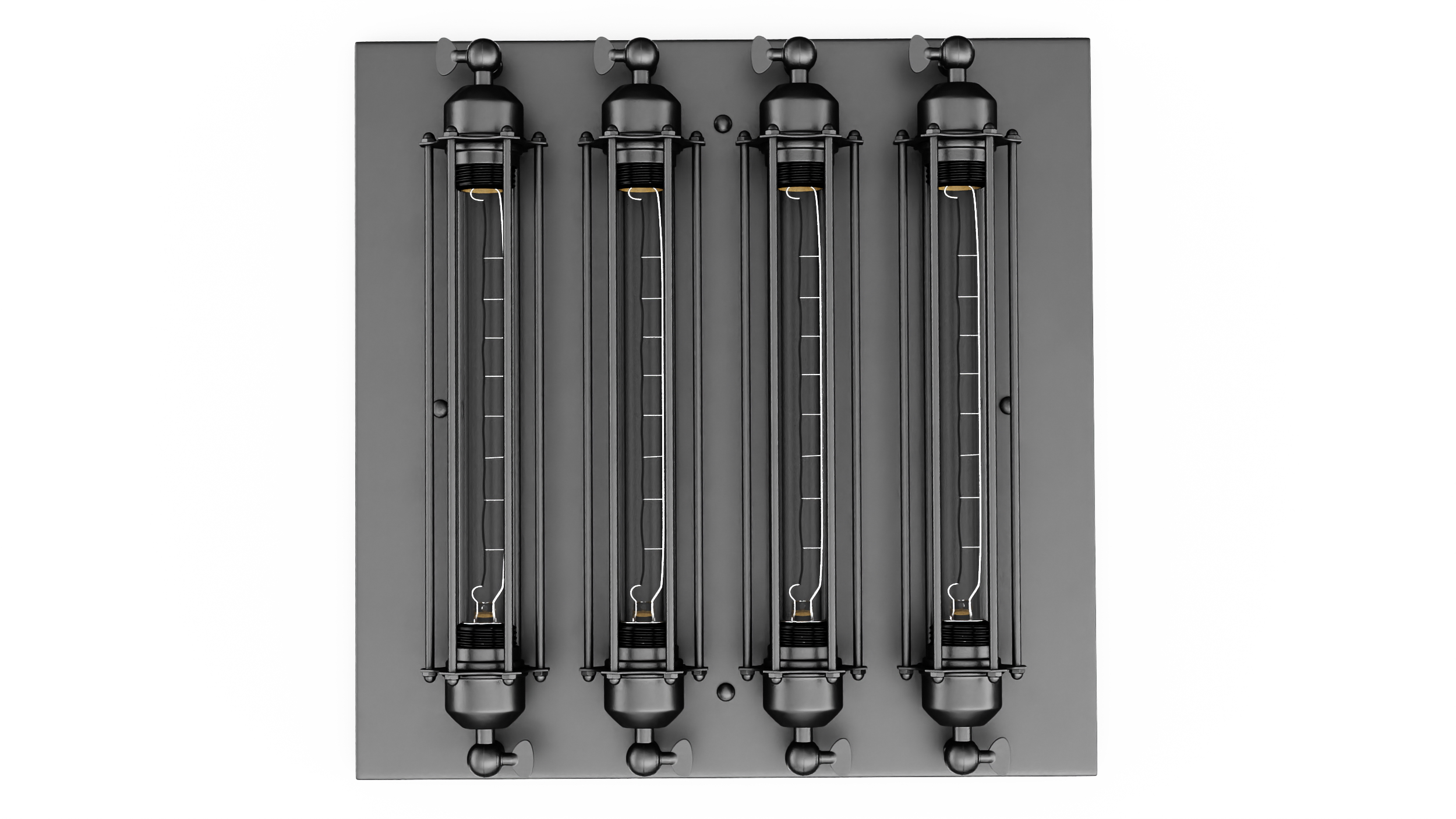 3D model Vintage 4-Head Indoor Mount Ceiling Light Off