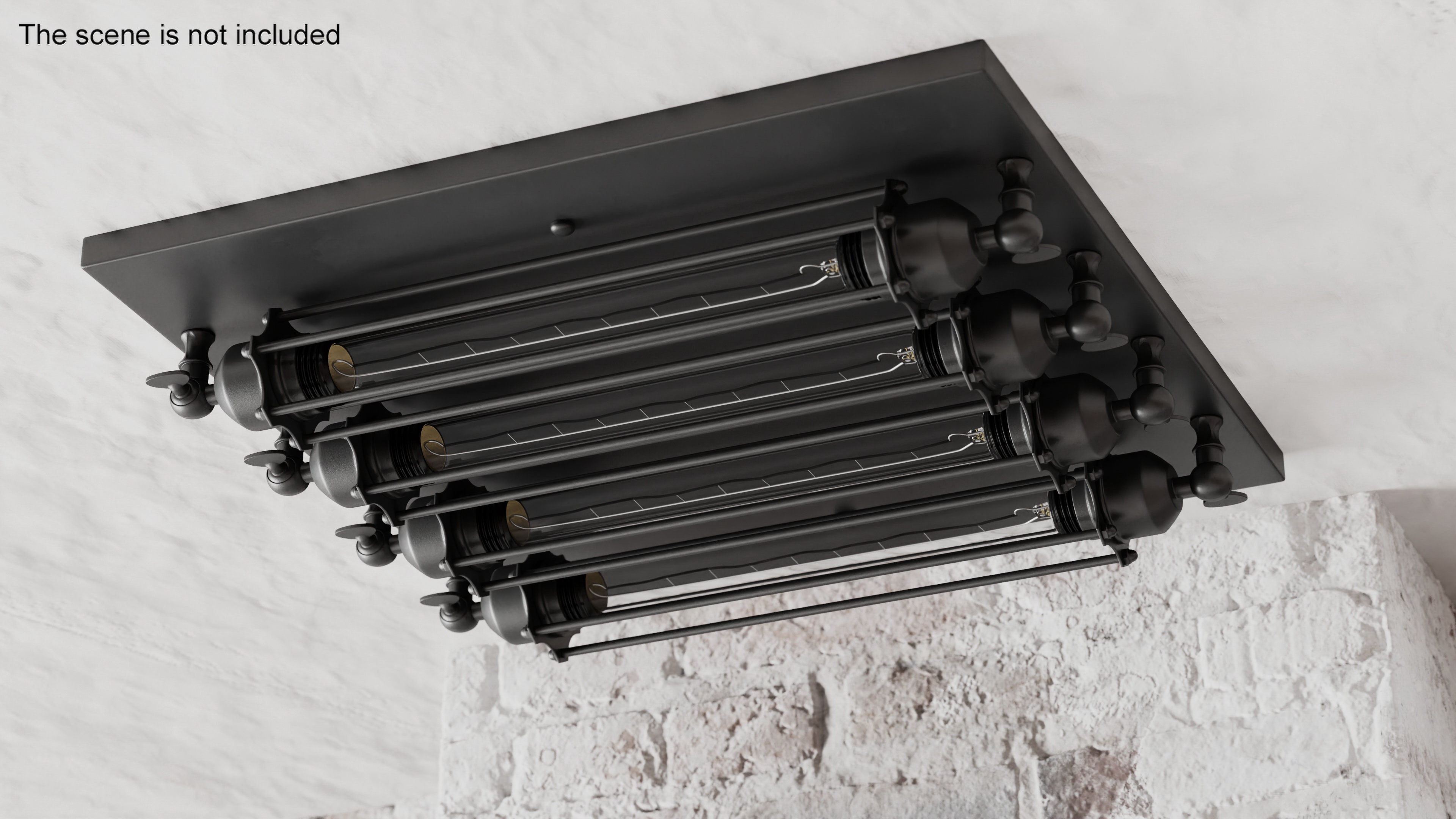 3D model Vintage 4-Head Indoor Mount Ceiling Light Off