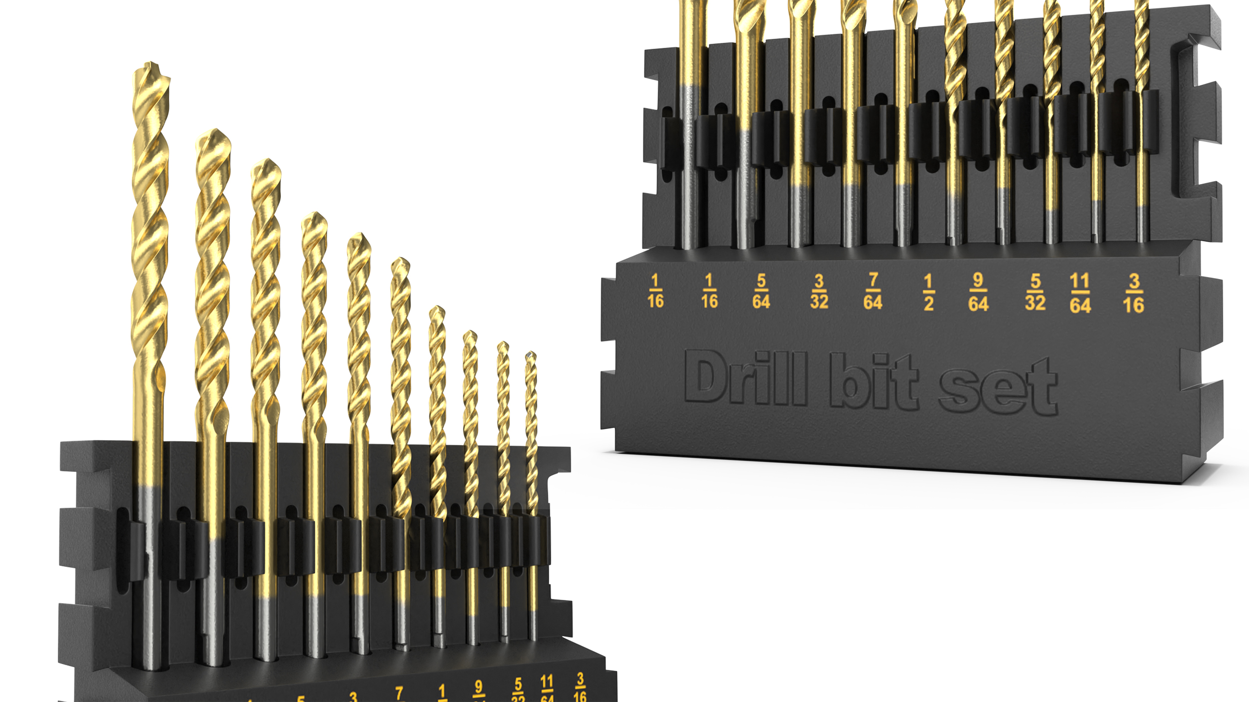 Titanium Nitride Coated Drill Bit Set 3D