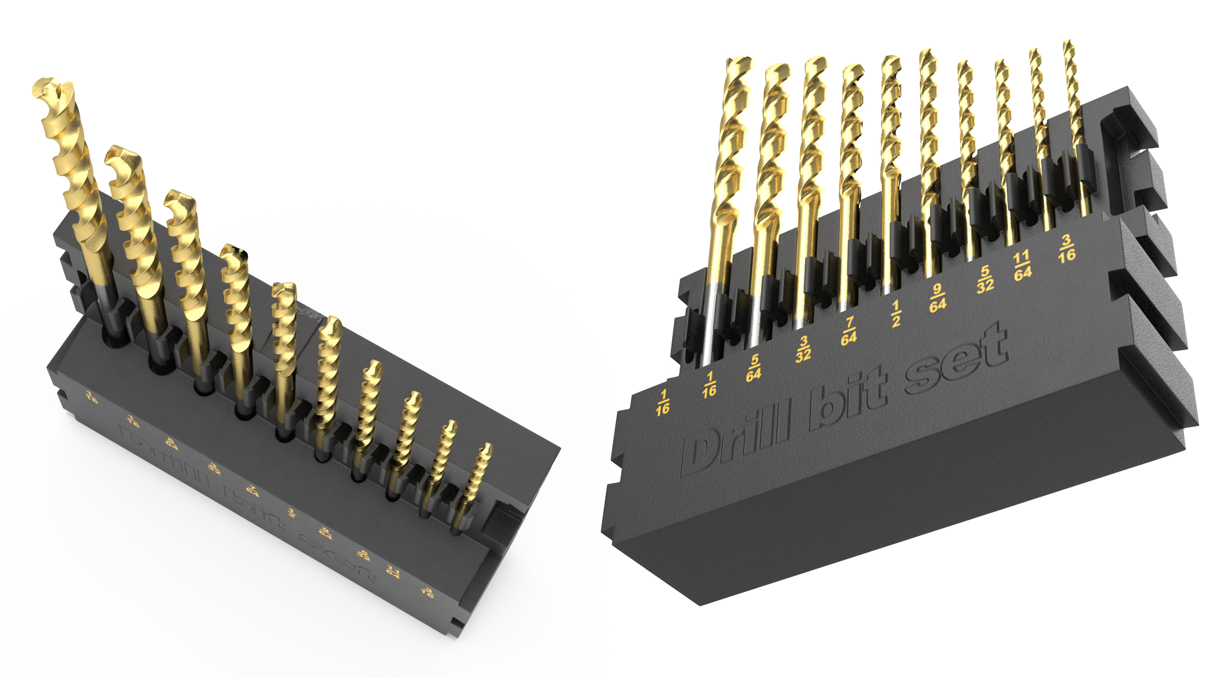 Titanium Nitride Coated Drill Bit Set 3D