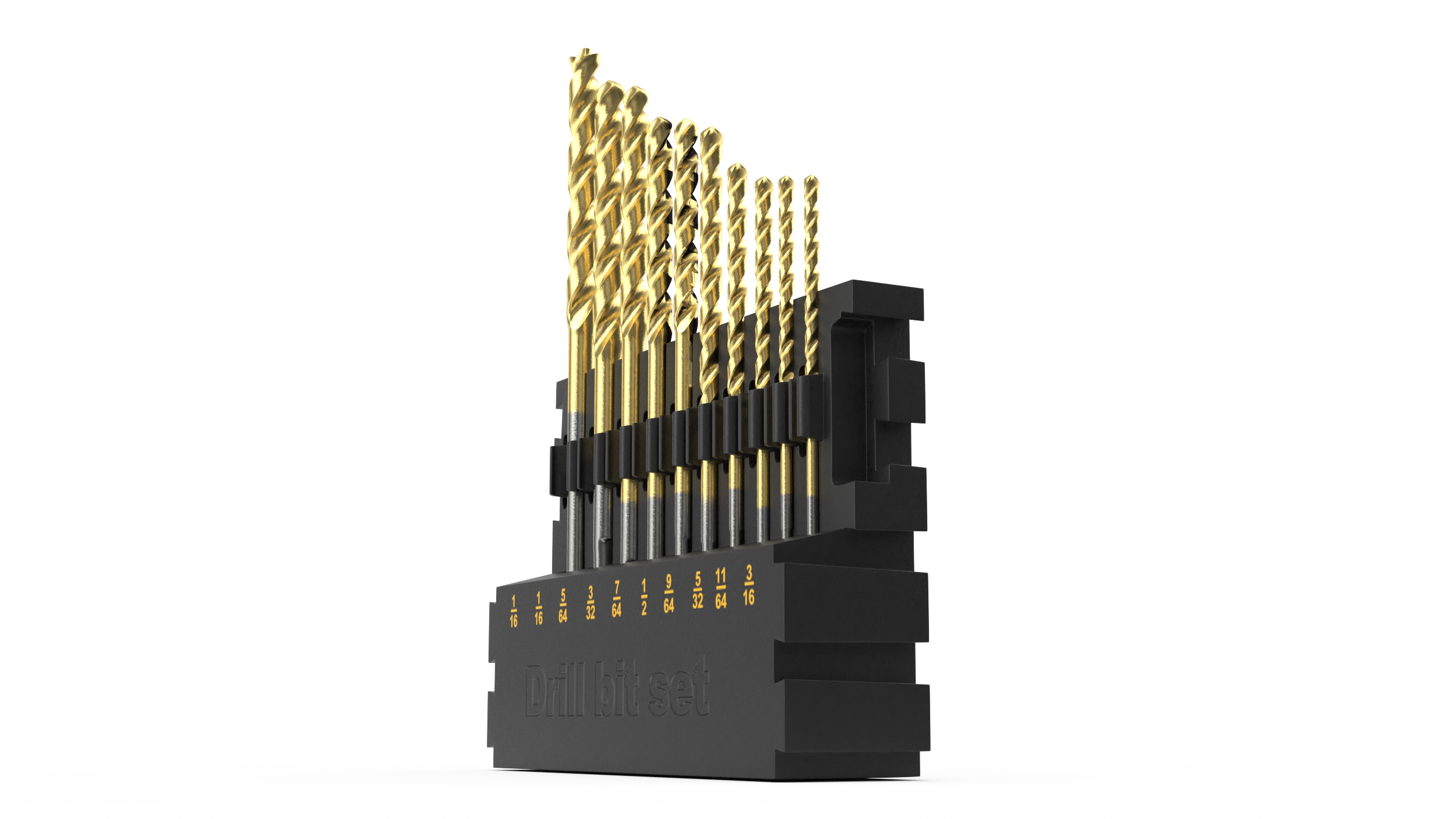 Titanium Nitride Coated Drill Bit Set 3D