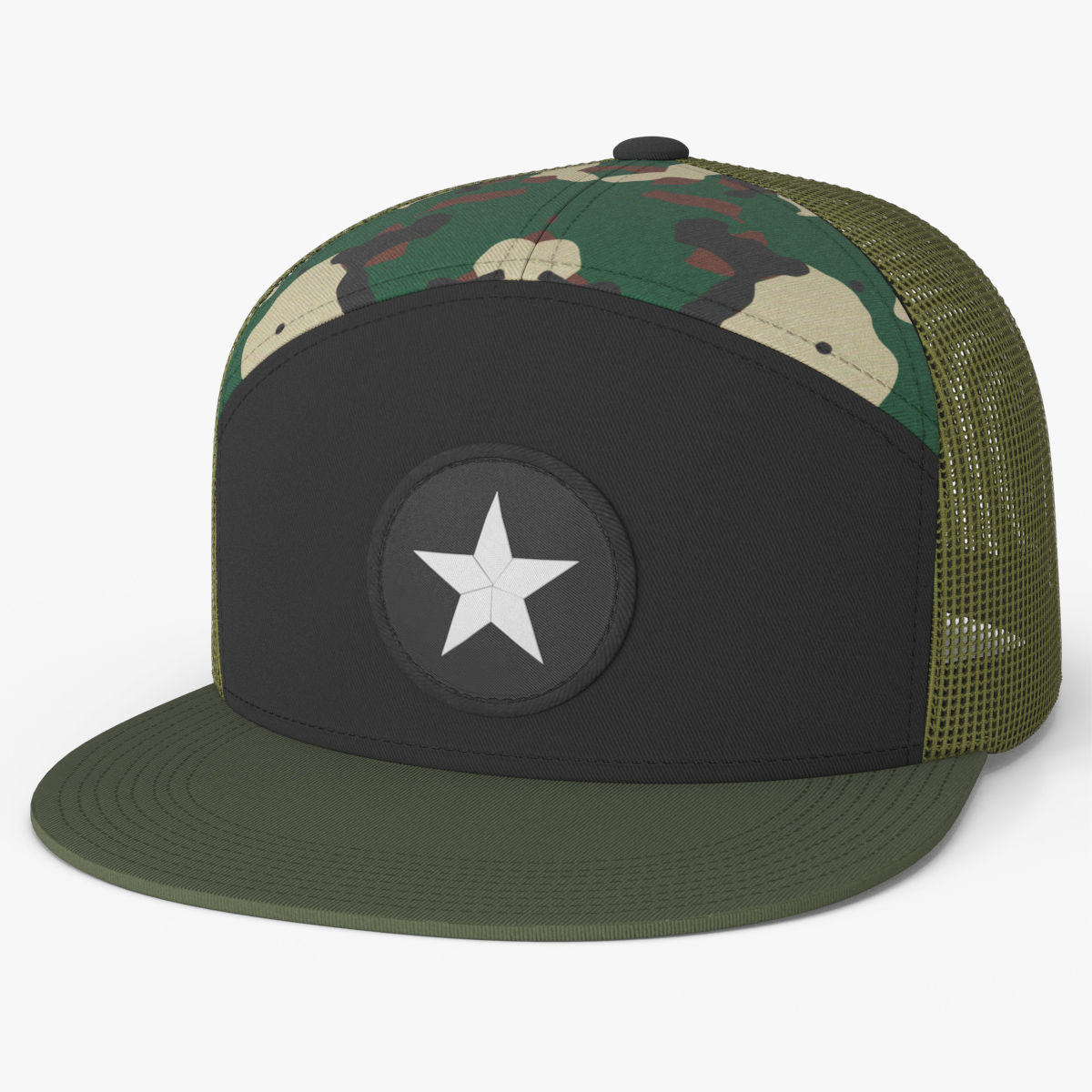 Seven Panel Trucker Hat Camouflage