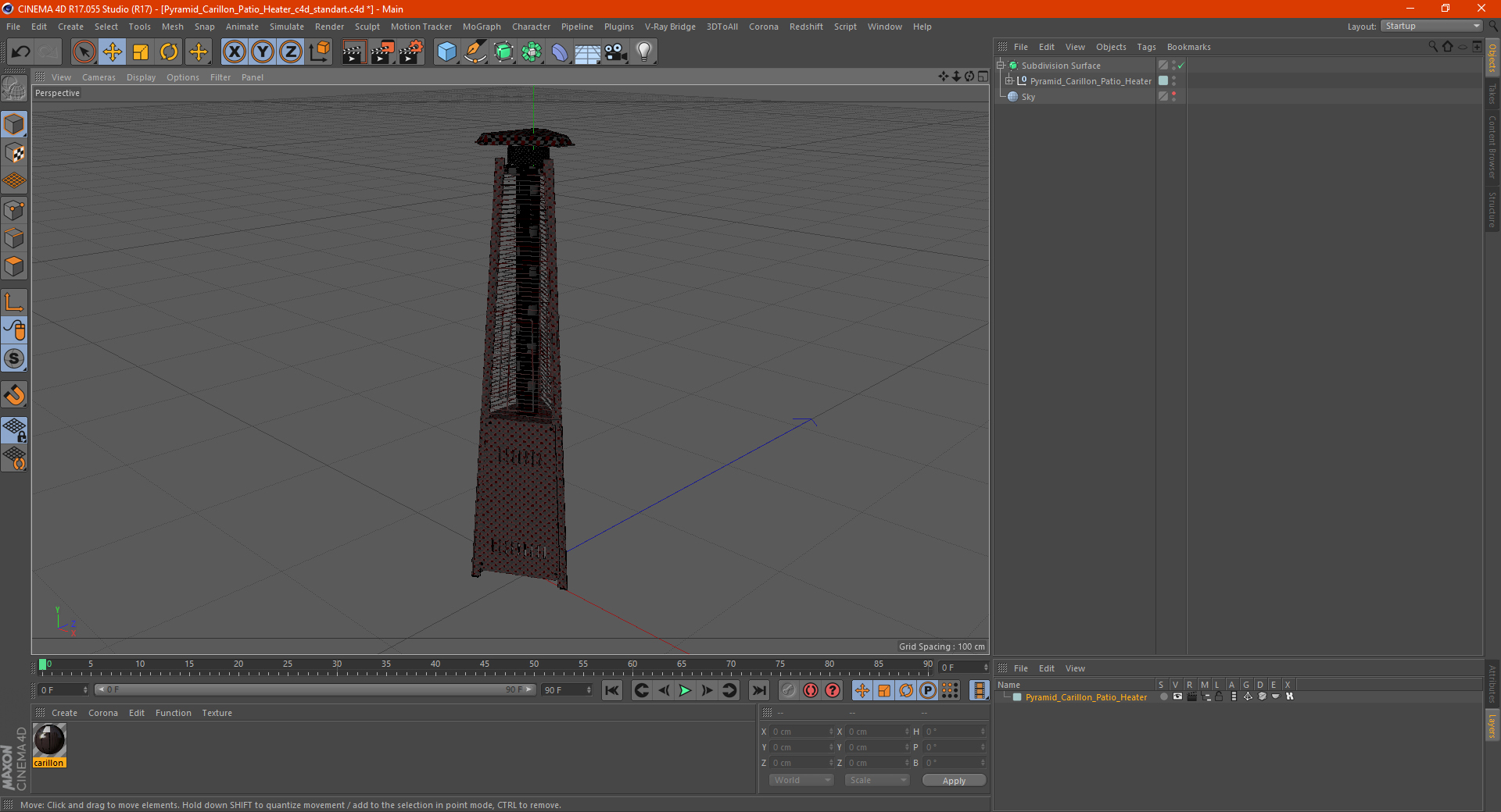 Pyramid Carillon Patio Heater 3D model