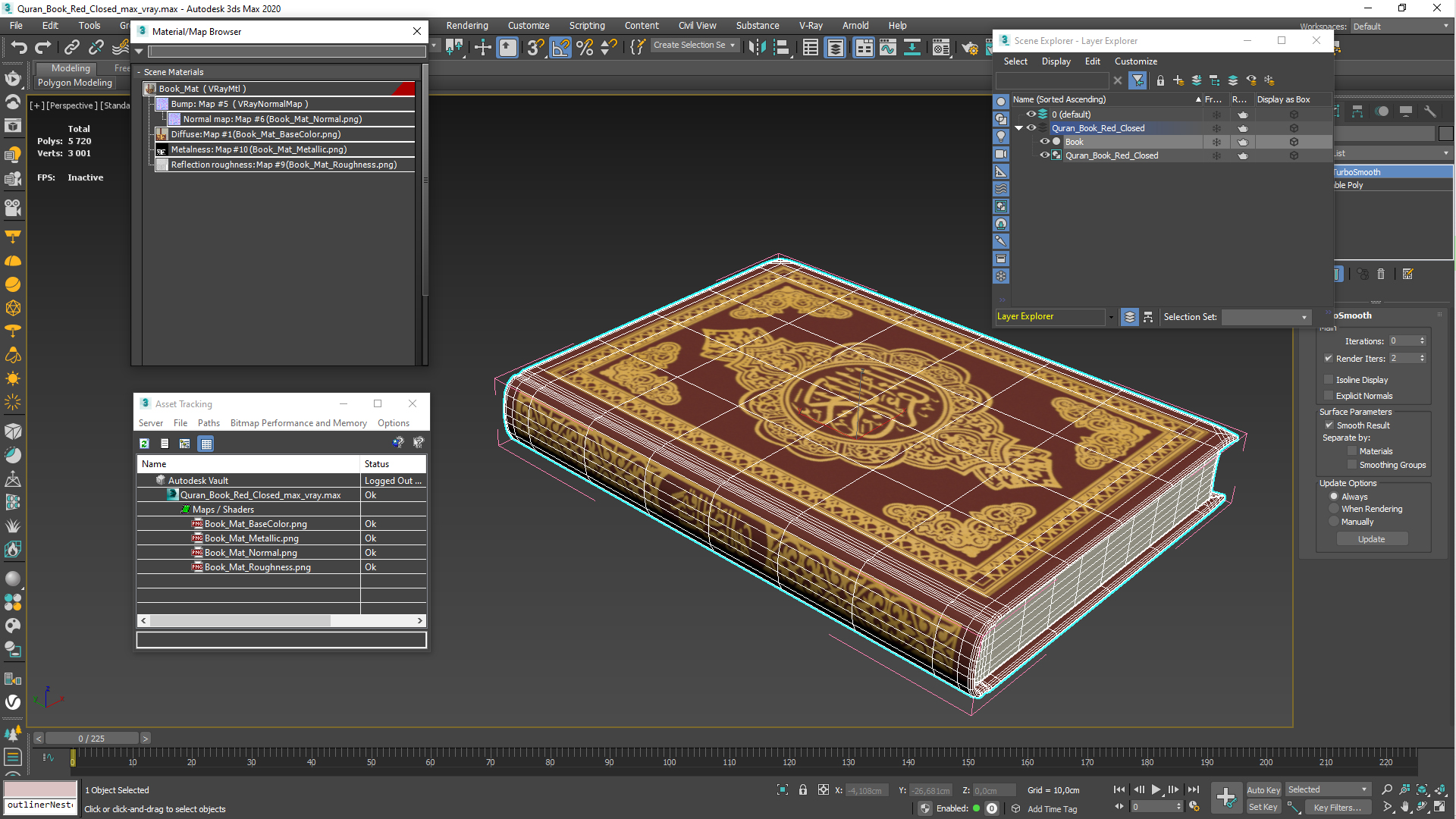 3D Quran Book Red Closed