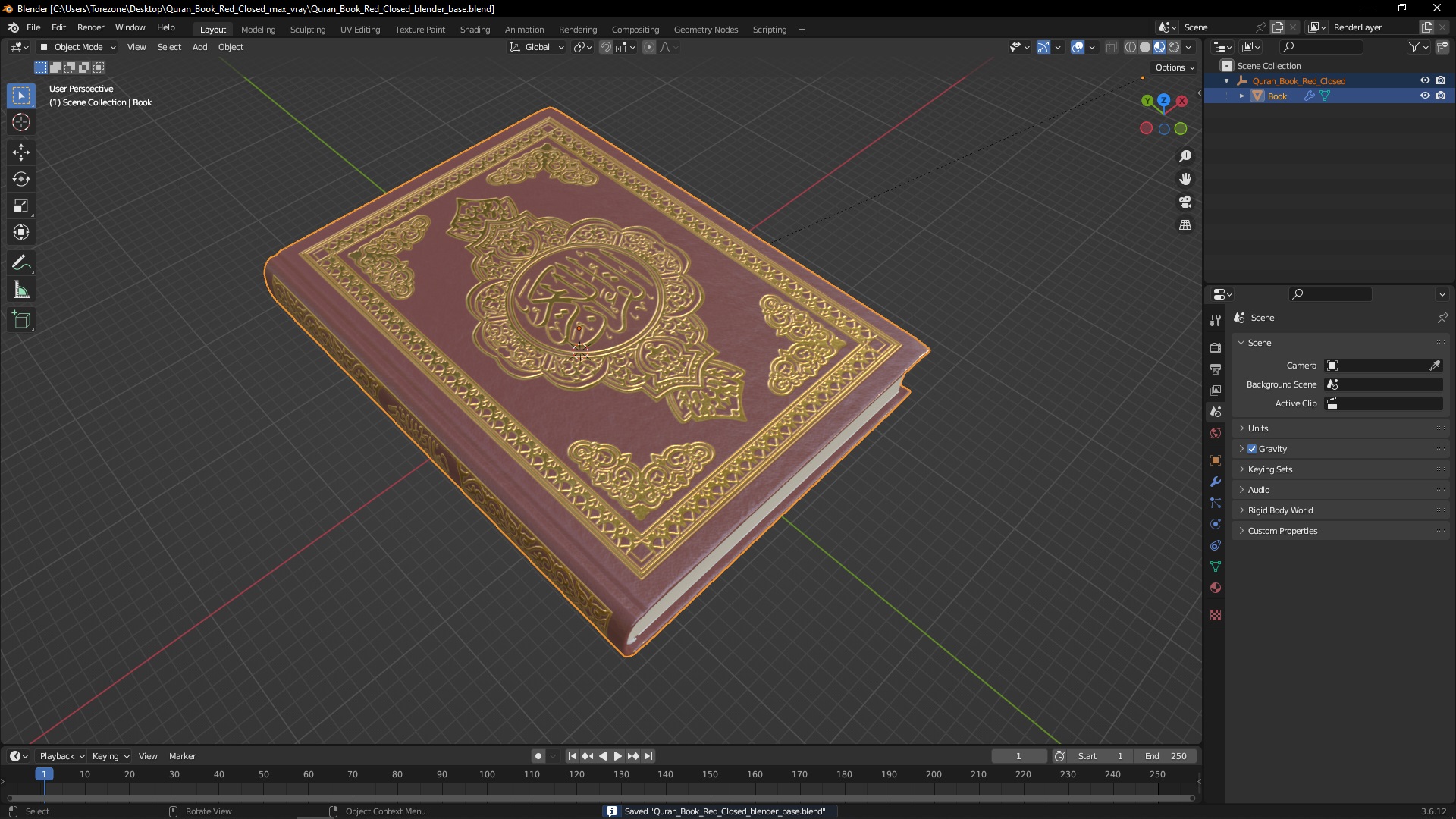 3D Quran Book Red Closed