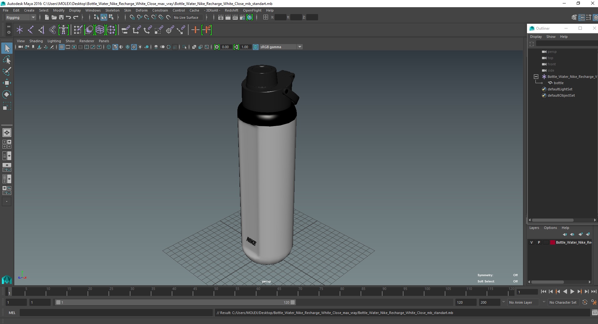 3D Bottle Water Nike Recharge White Close model