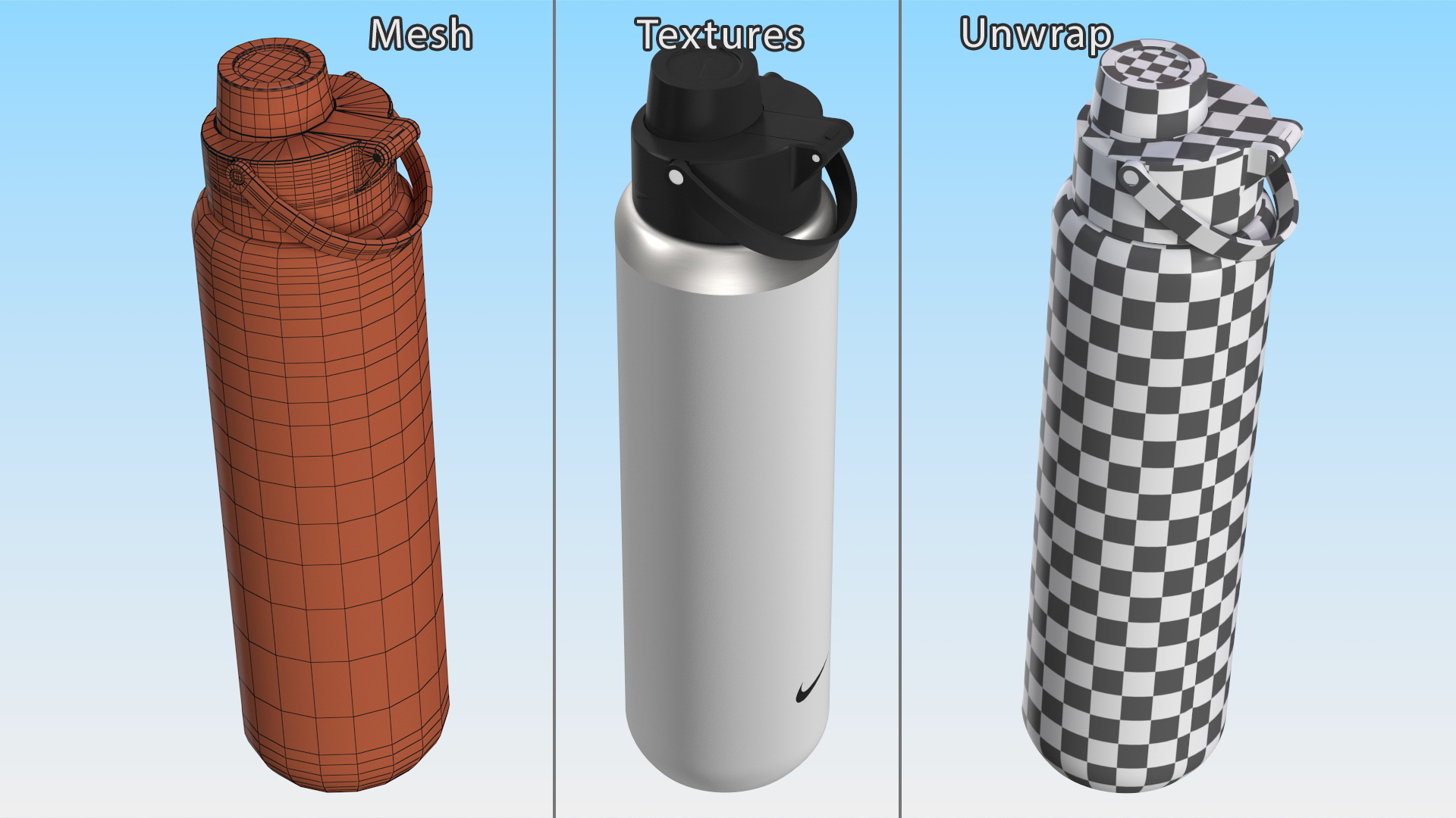 3D Bottle Water Nike Recharge White Close model