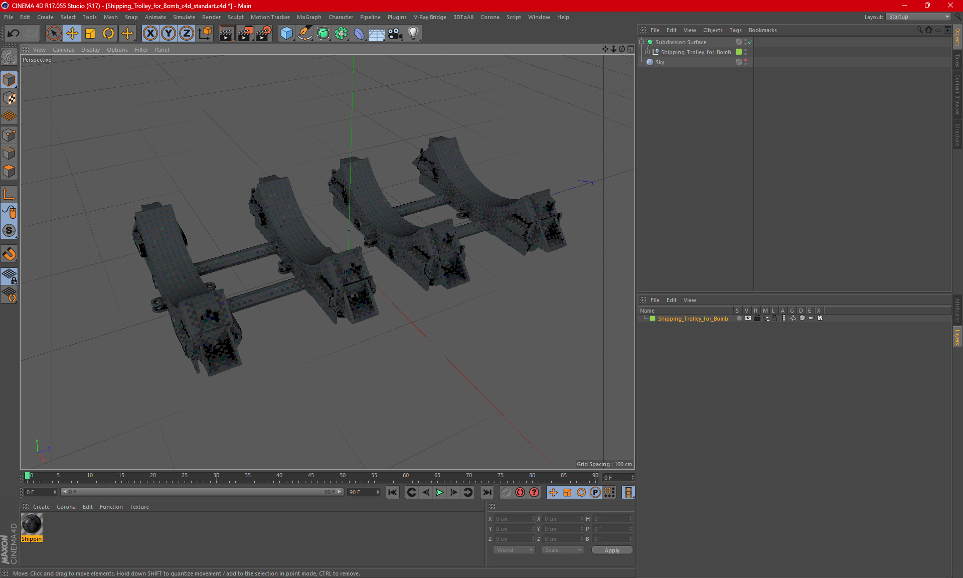 3D model Shipping Trolley for Bomb