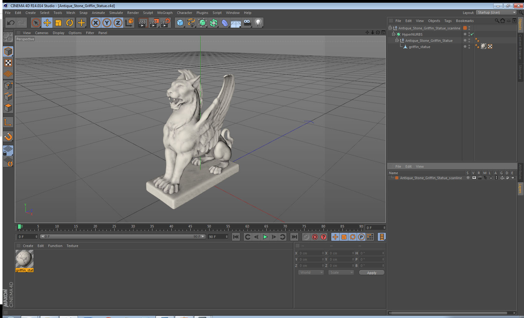 3D Antique Stone Griffin Statue model