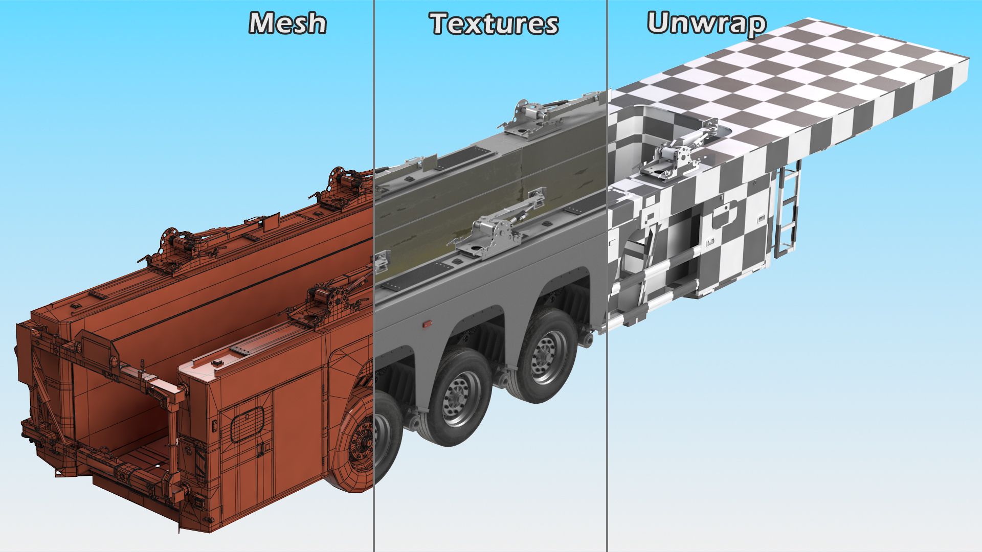 3D Concrete Panel Semi Trailer Empty model