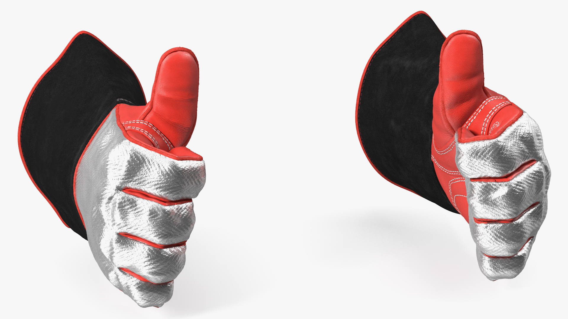 Heat Resistant Welding Gloves Thumbs Up Gesture 3D