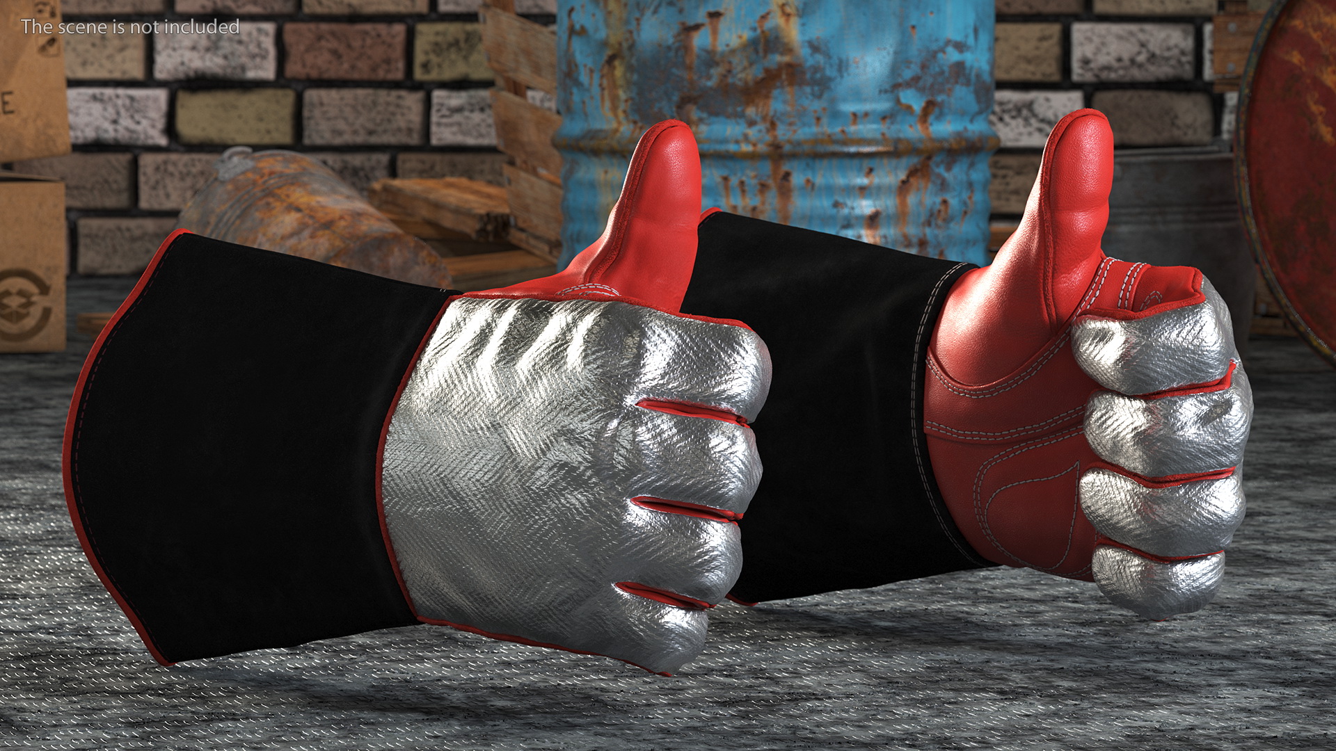 Heat Resistant Welding Gloves Thumbs Up Gesture 3D