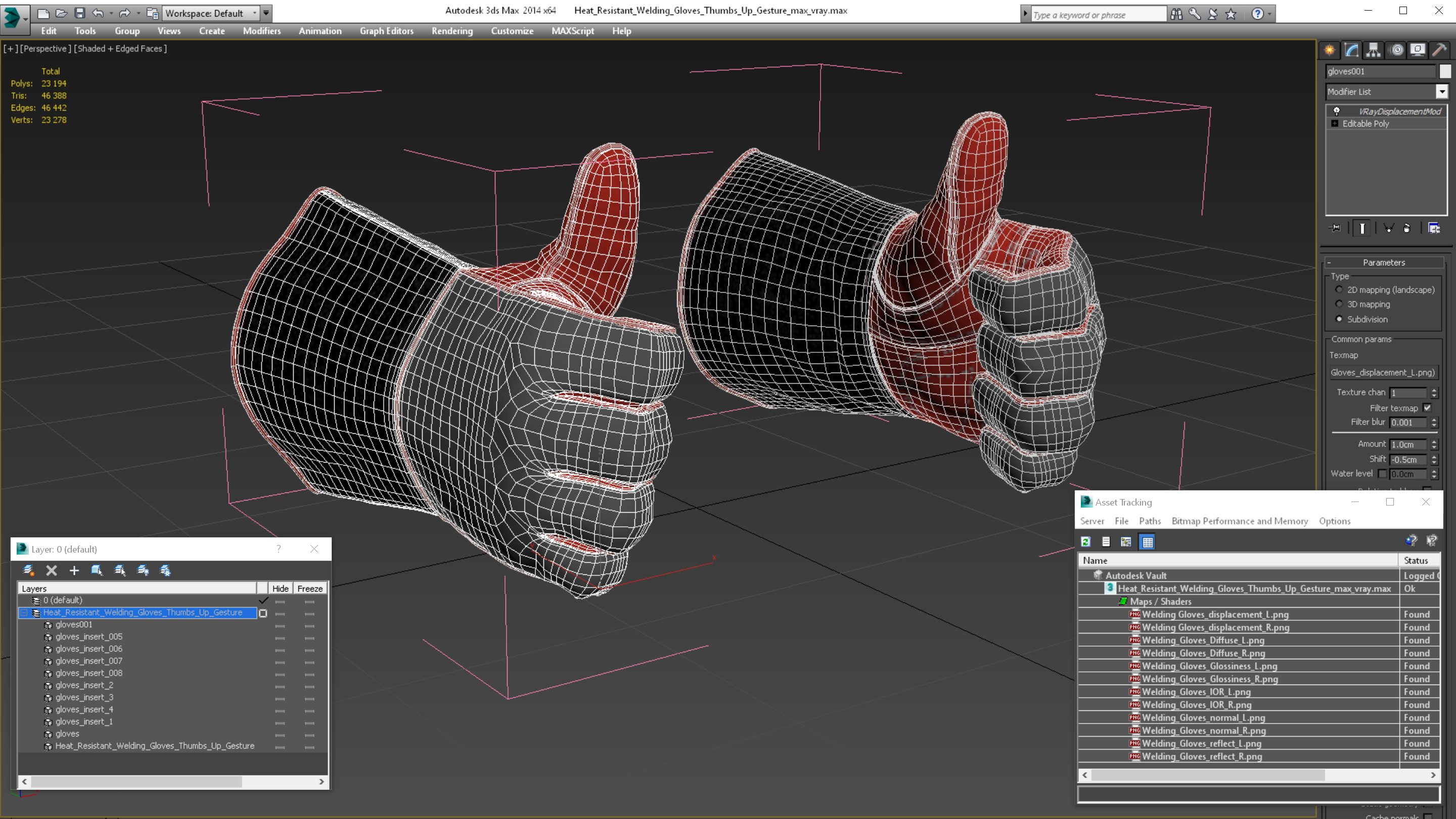Heat Resistant Welding Gloves Thumbs Up Gesture 3D