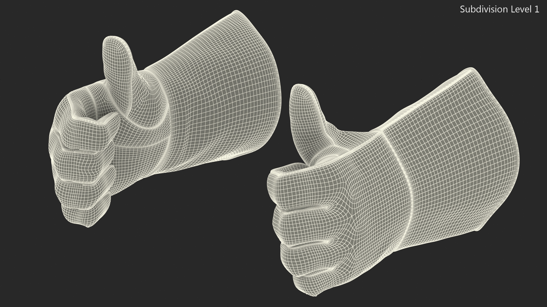 Heat Resistant Welding Gloves Thumbs Up Gesture 3D