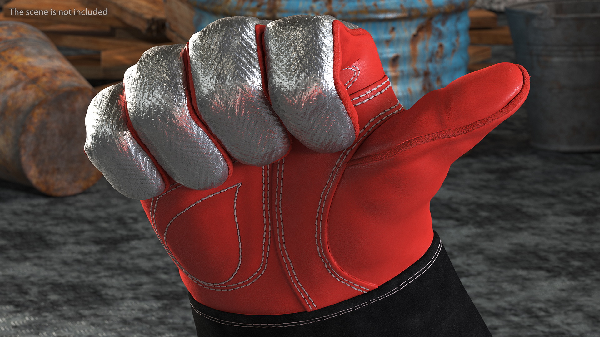 Heat Resistant Welding Gloves Thumbs Up Gesture 3D