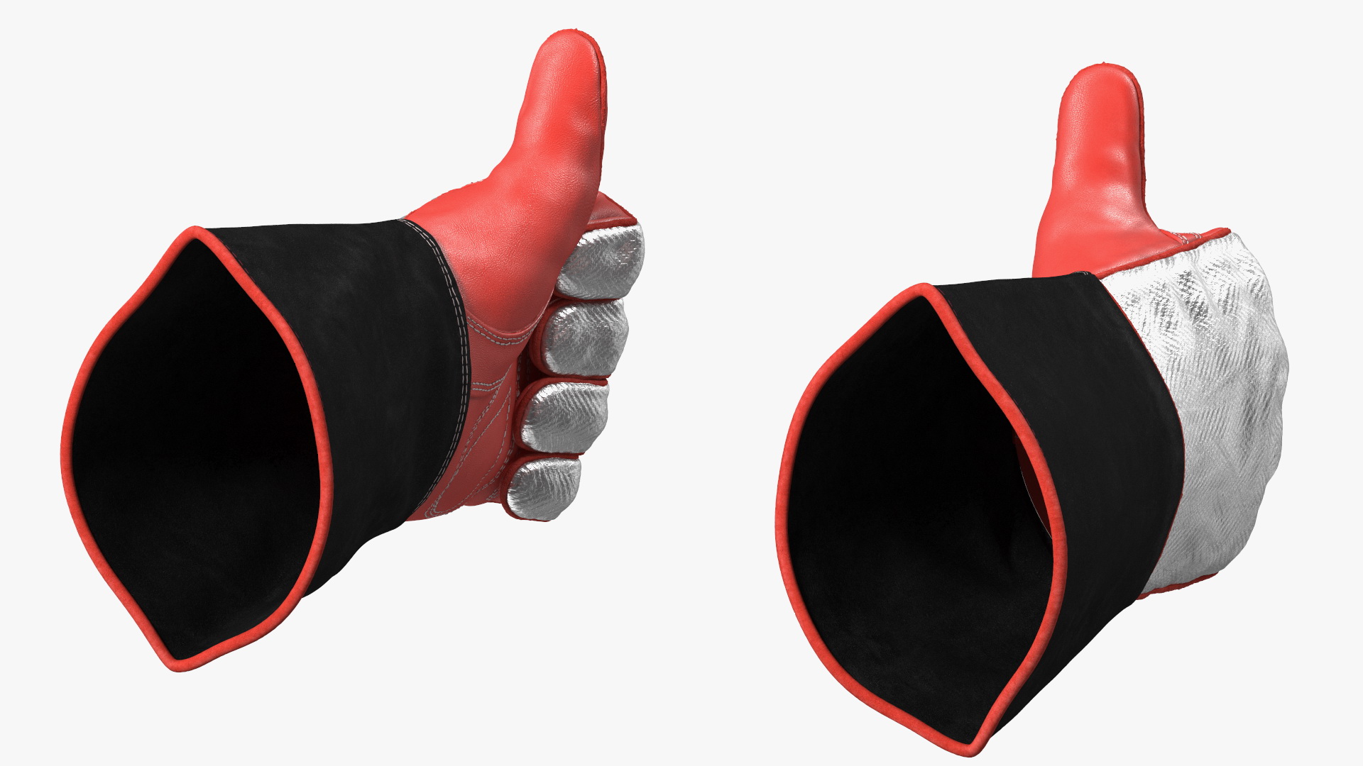 Heat Resistant Welding Gloves Thumbs Up Gesture 3D