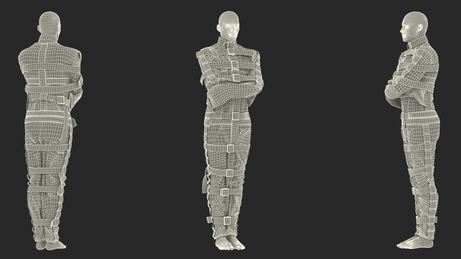 Male Figure in Straitjacket 3D