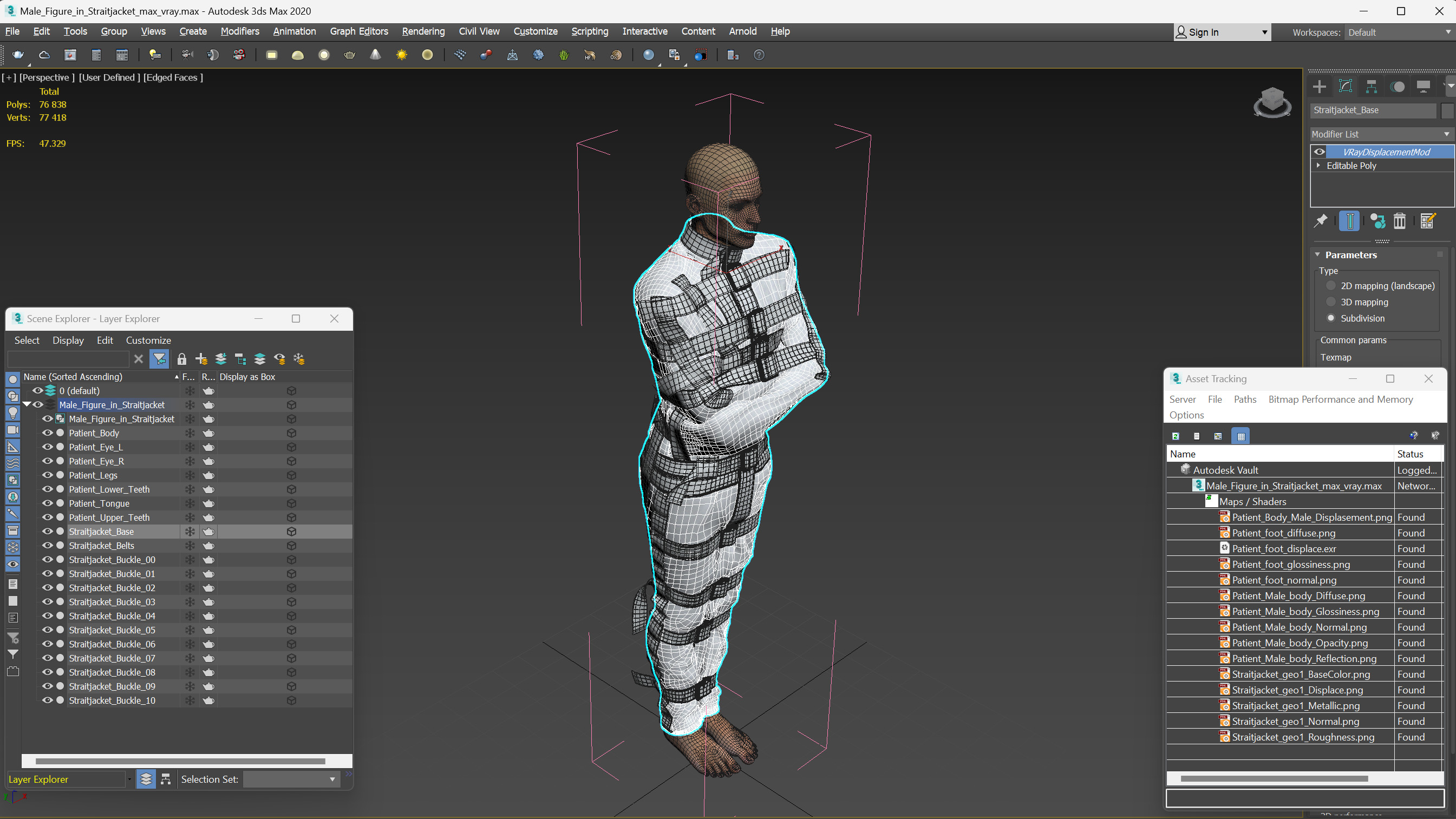 Male Figure in Straitjacket 3D