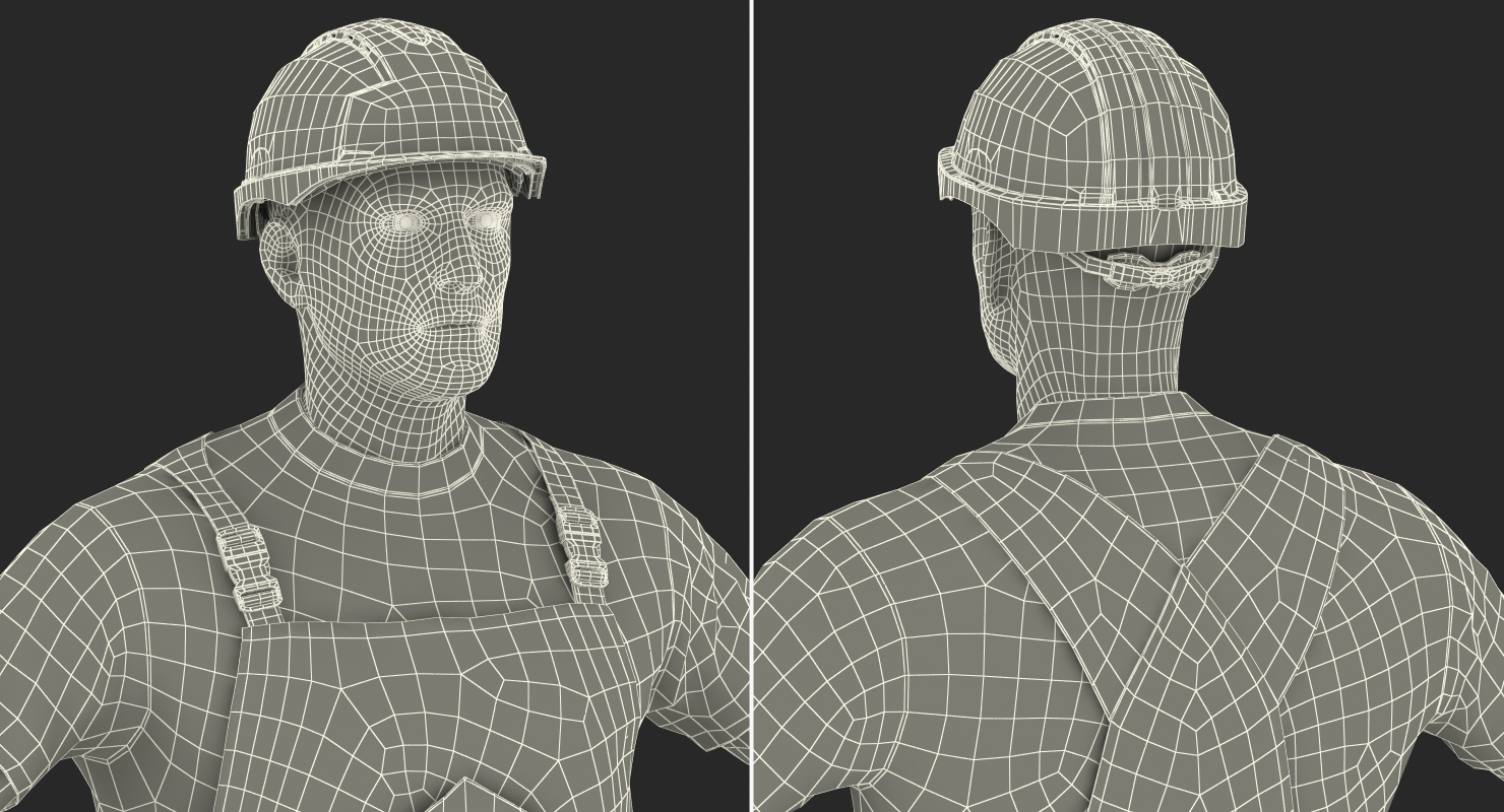 Worker Black Uniform Rigged 3D
