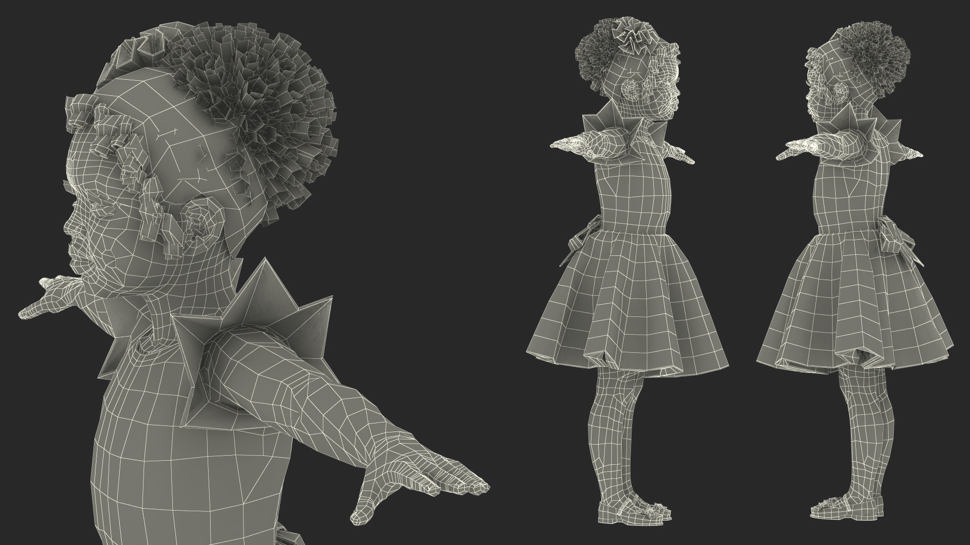 3D model Dance Style Black Child Girl T-Pose