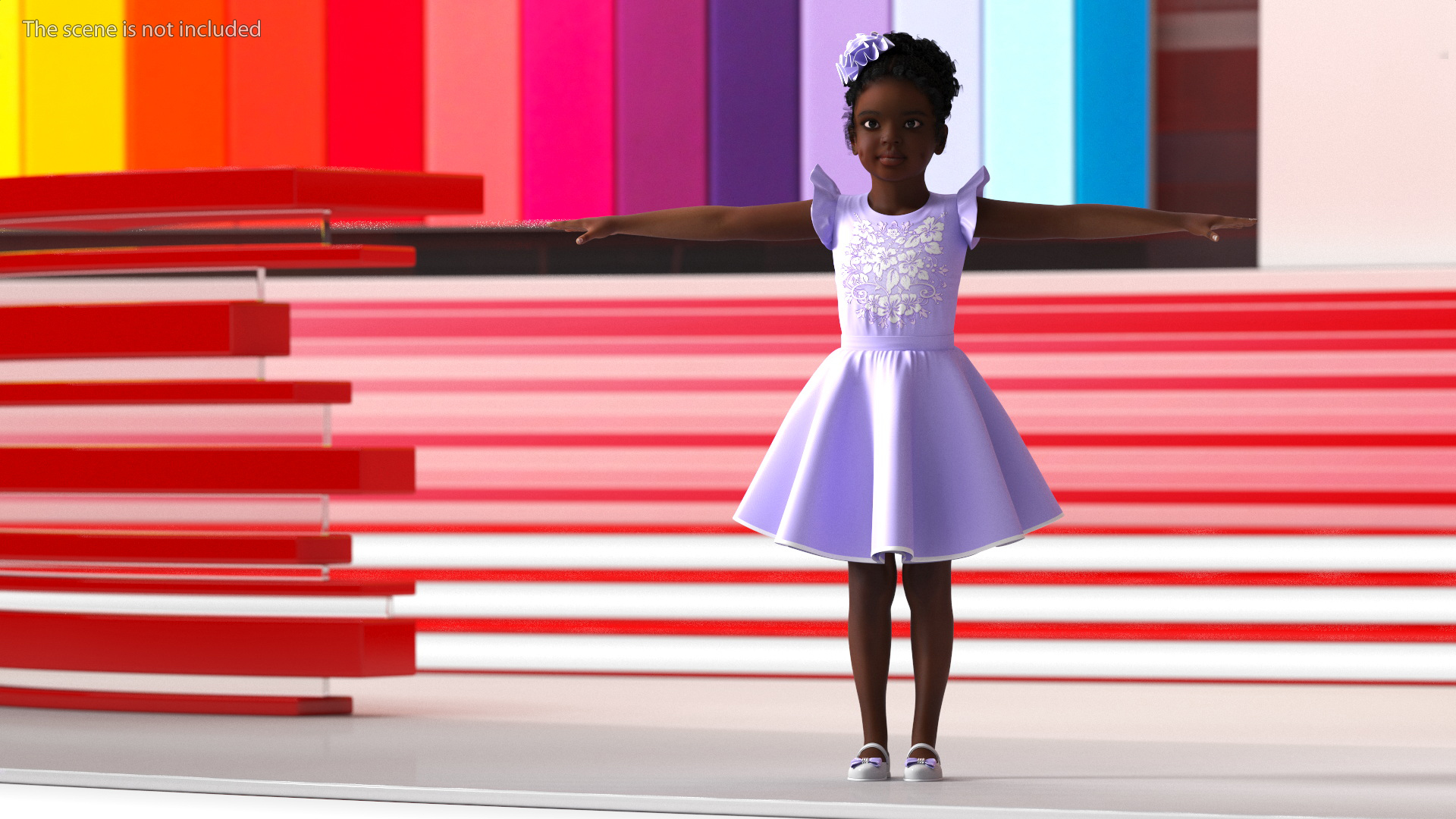 3D model Dance Style Black Child Girl T-Pose